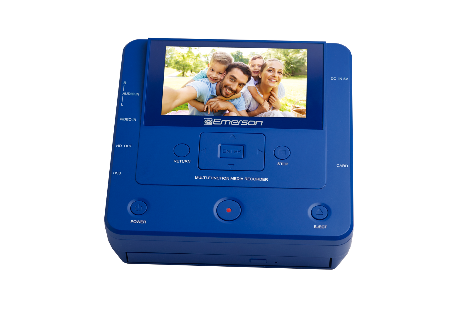Emerson - EMT‑1200 Multimedia Recorder with 4.3" LCD, Record from Phone to DVD, USB, or Memory Card, HD Output - Blue