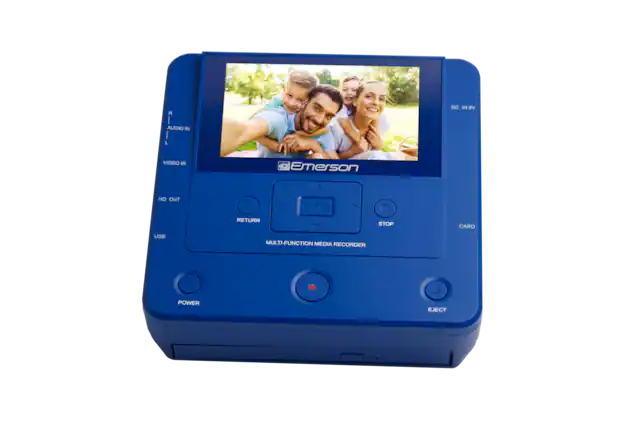 R I AUDIO IN DC IN 5V L VIDEO IN Emerson HD OUT O RETURN 1 A ENTER STOP CARD USB MULTI-FUNCTION MEDIA RECORDER POWER EJECT