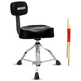 5 CORE - Drum Throne 4" Padded Guitar Stool w Backrest Drummer Adjustable Chair - Black