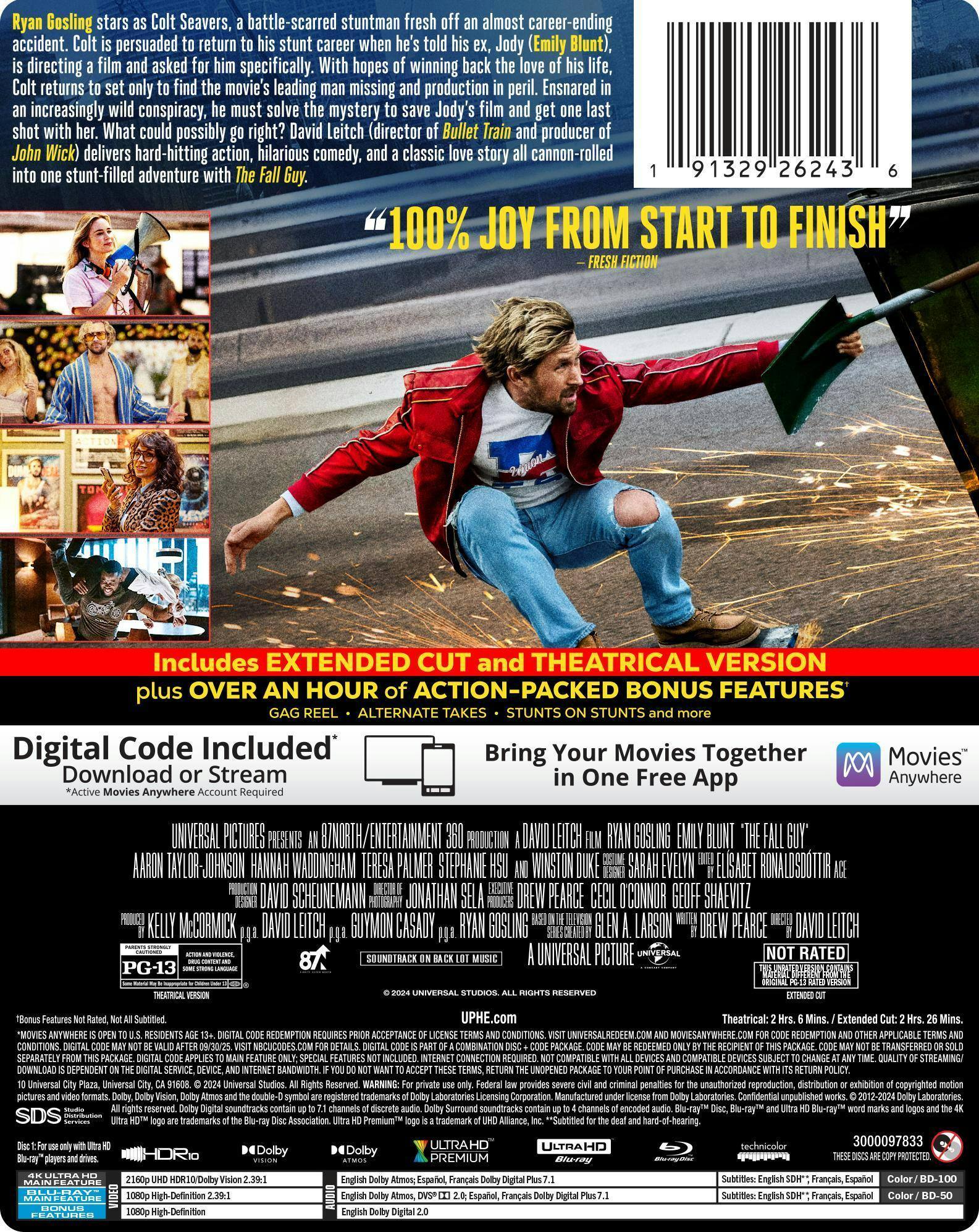 Back. The Fall Guy (2024) - Limited Edition Steelbook (4K Ultra HD + Blu-ray + Digital) [UHD].