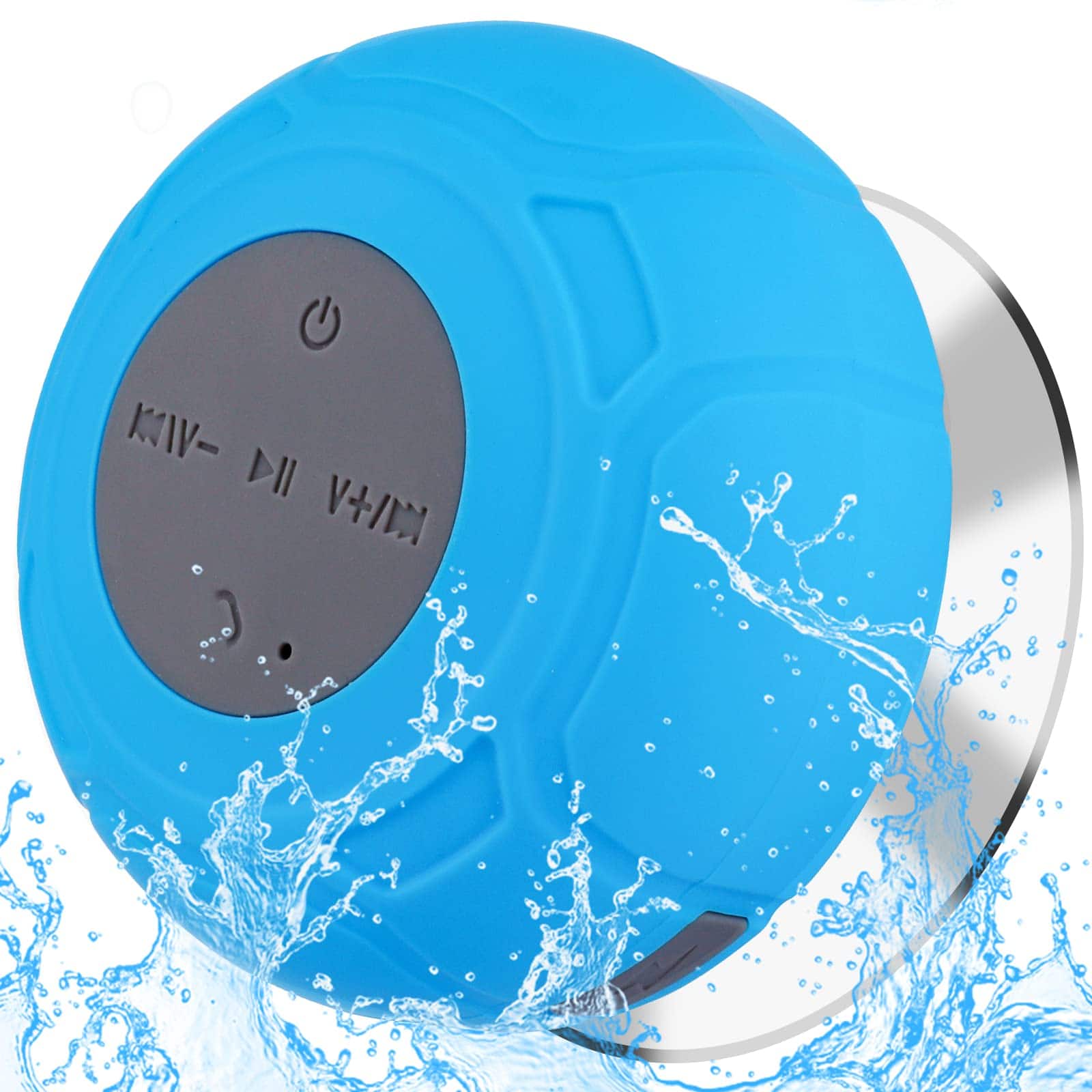 Cozy Serene - Waterproof Shower Portable Wireless Water-resistant Suction Cup Built-in Mic Gifts Speakerphone Phone Tablet Bathroom - Blue
