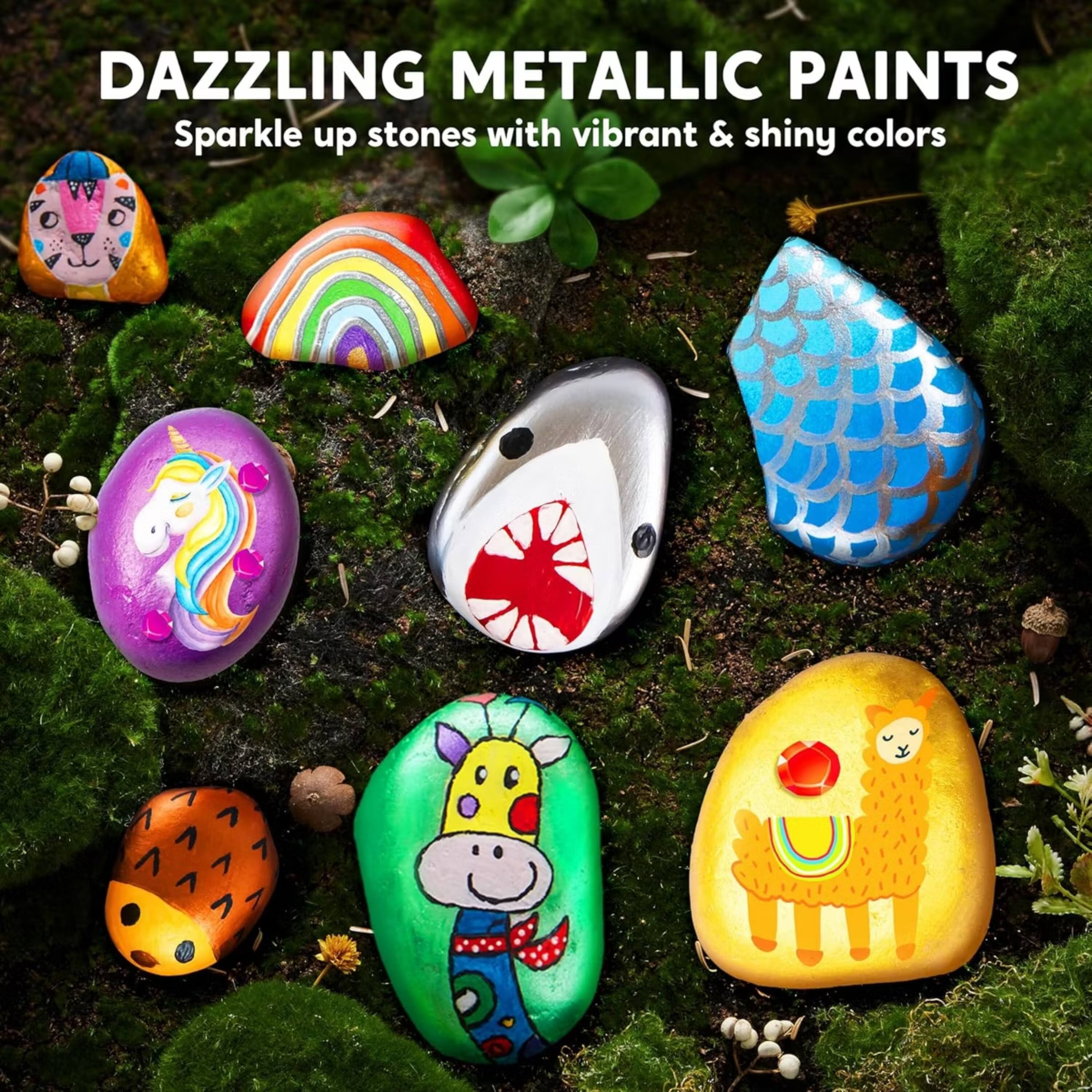 DAZZLING METALLIC PAINTS  
Sparkle up stones with vibrant & shiny colors