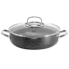 Korkmaz - Galaksi Non Stick 9.5 Inch 2.8 Liter Low Casserole with Lid - Black
