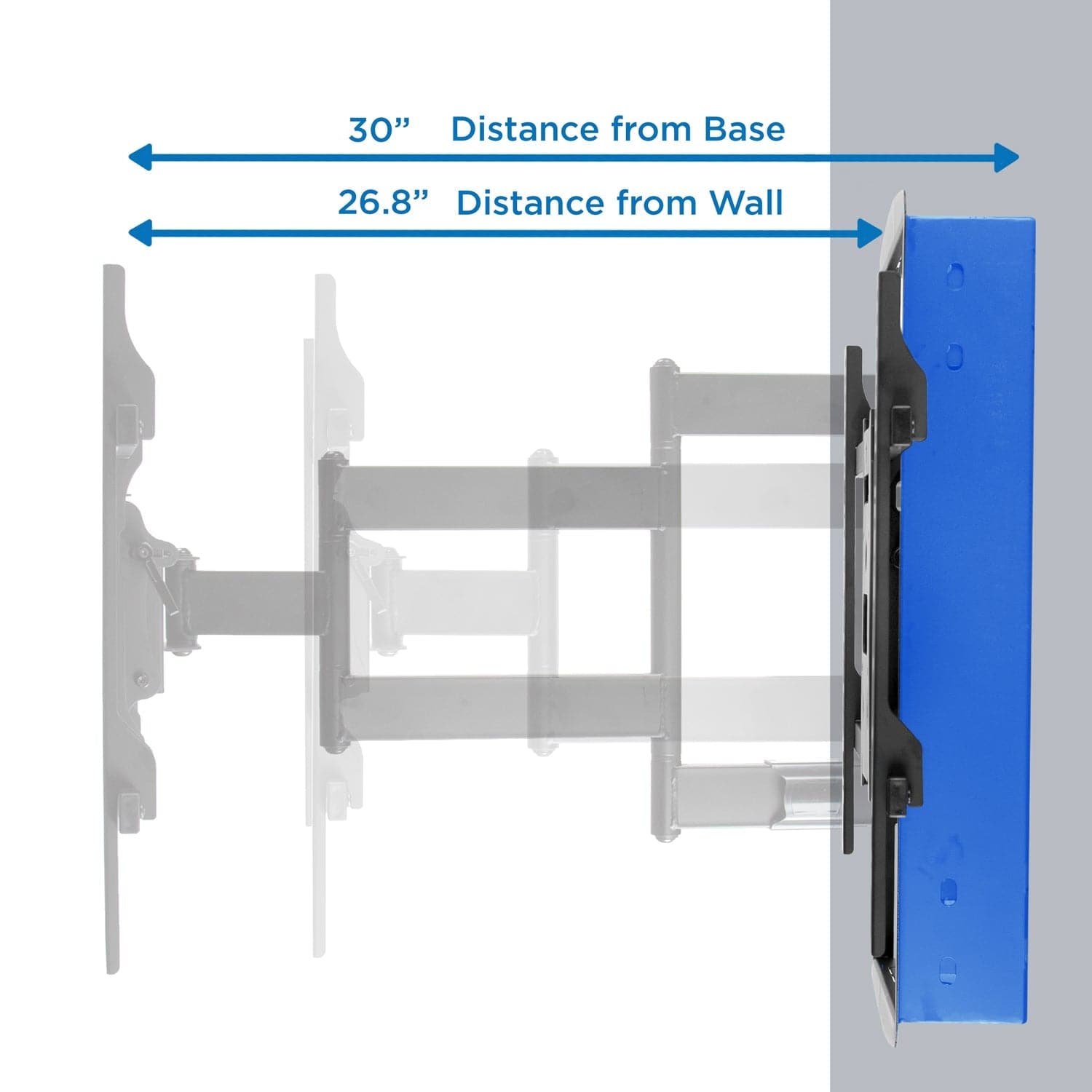 30" Distance from Base  
26.8" Distance from Wall