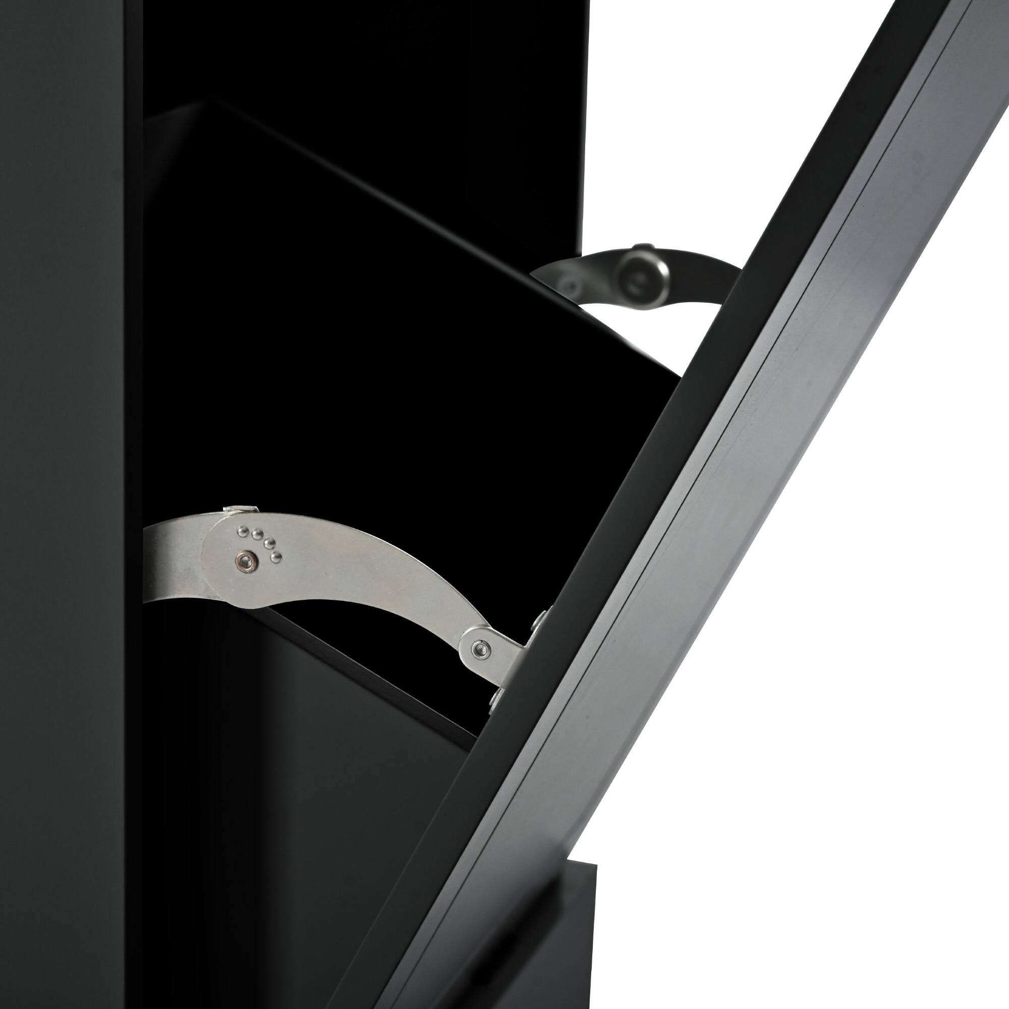 Alt View 6. Spaco - Spaco Kitchen Island Cart with Trash Cabinet, Power Outlet, 3 Drawer, 5 Wheel Rolling, Textured Storage Rack,for Kitchen - Black.