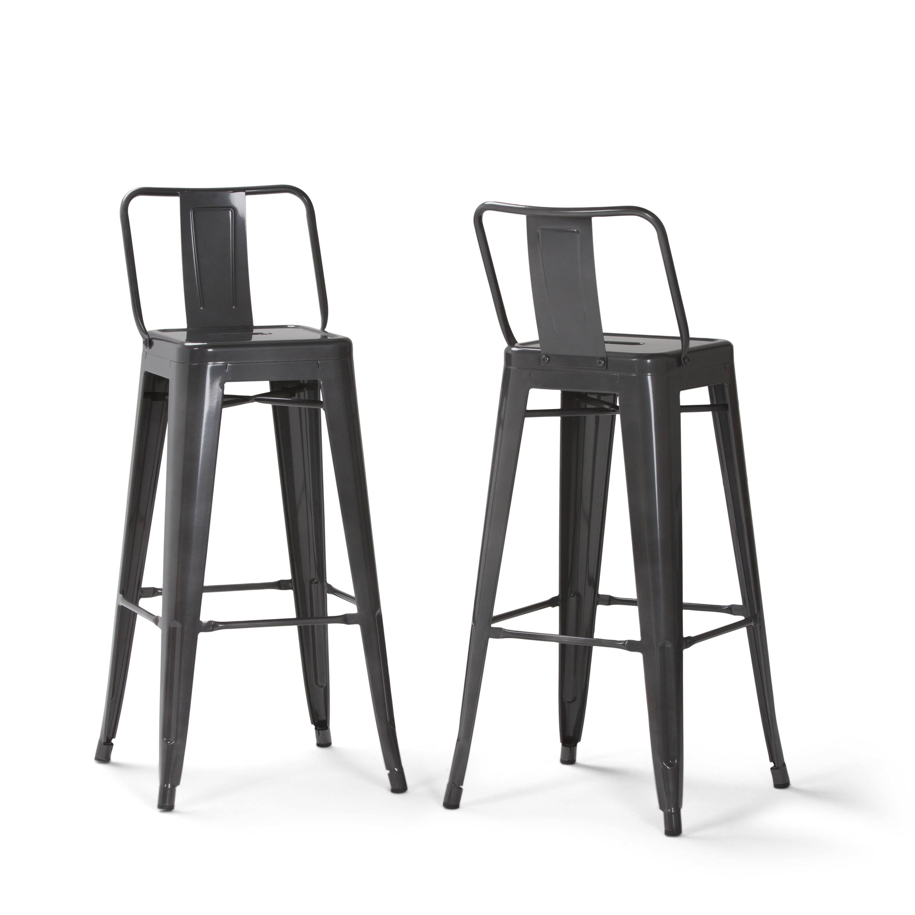 Angle. Simpli Home - Rayne 30 inch Metal Bar Stool (Set of 2) - Grey.