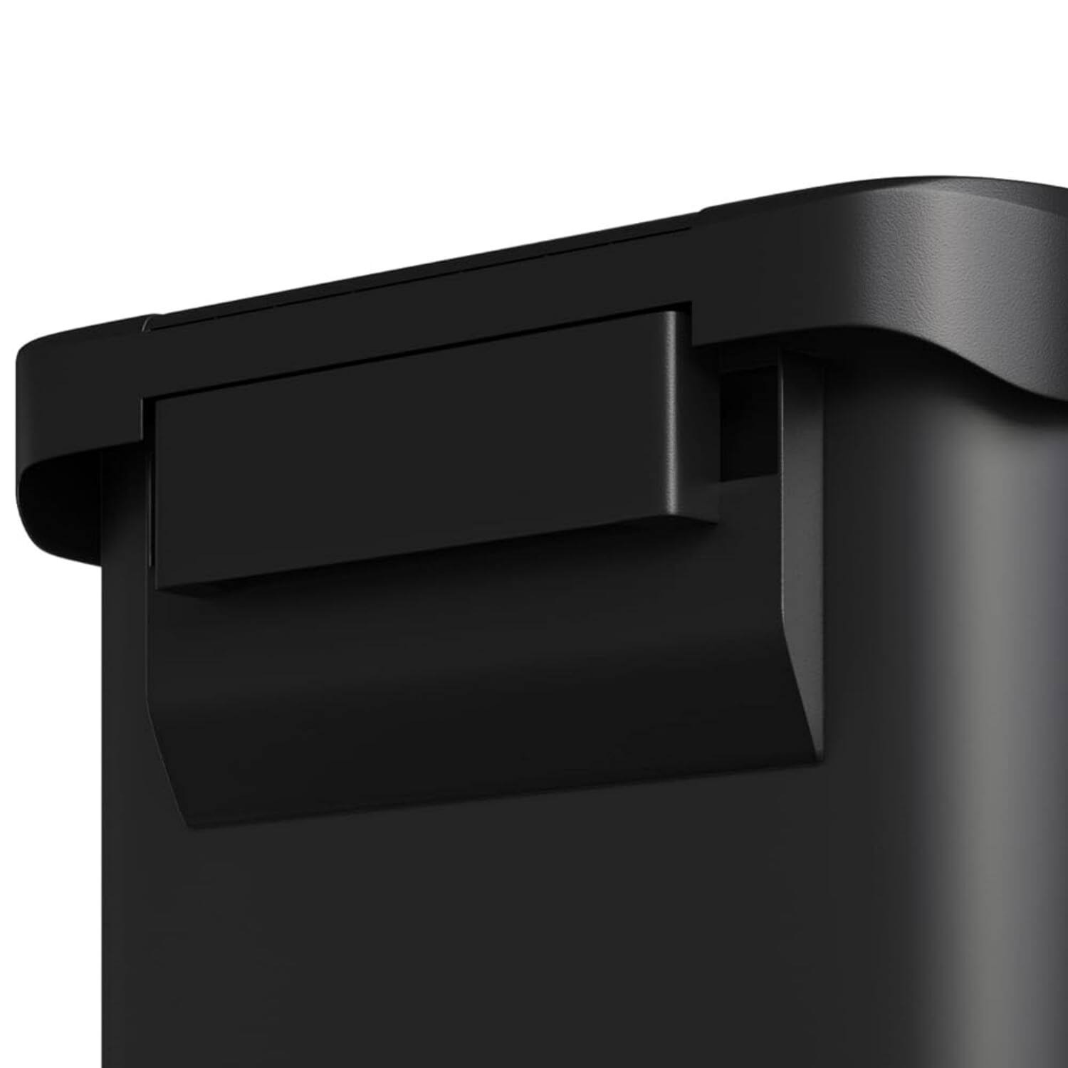 Angle. Homhougo - 50L Step-on Trash Can for Kitchen, with Liner Rim and Soft Close Plastic Lid, Stylish and Functional, Black Color - Black.