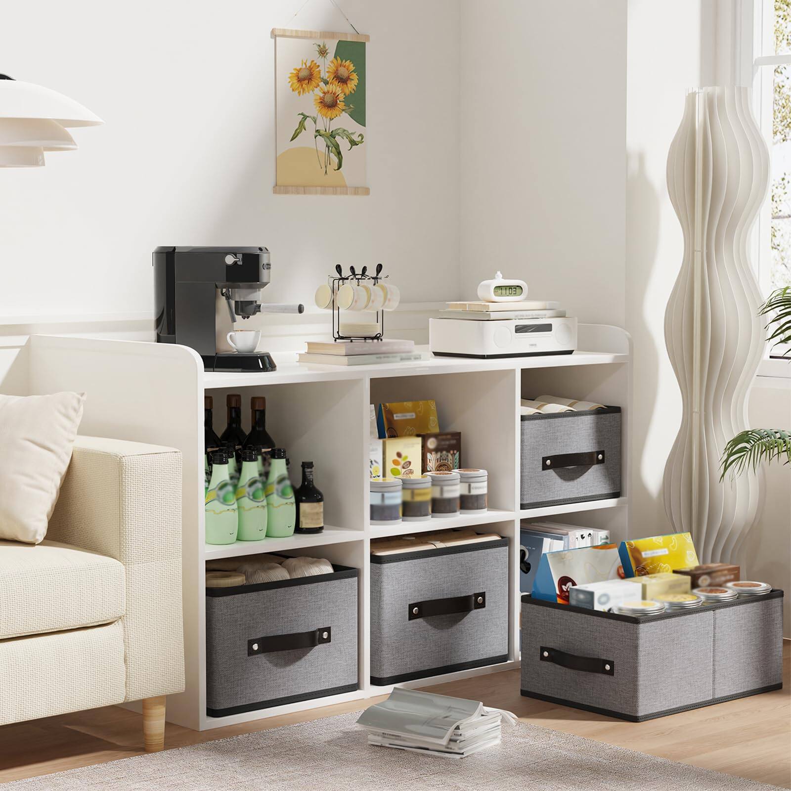 Alt View 1. Cedar Assembly - Foldable Storage Box 4 Pack Organizer Bins With Handles Fabric Cubes For Wardrobe Closet Containers Baskets... - Gray Medium -2 Pack.