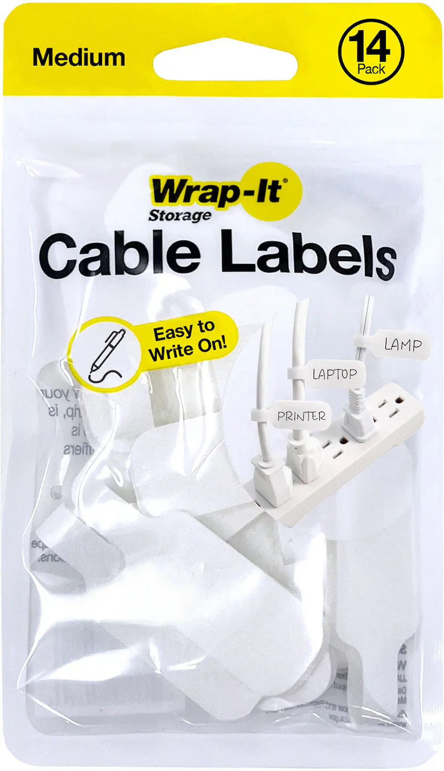 Computer Cable Storage Labels Wrap It Storage Cable Label (14 pack) White 414-CL-MD-WH - Best Buy