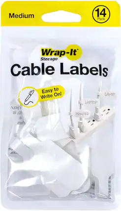 Medium
14 Pack
Wrap-It Storage
Cable Labels
Easy to Write On!
LAMP
LAPTOP
PRINTER