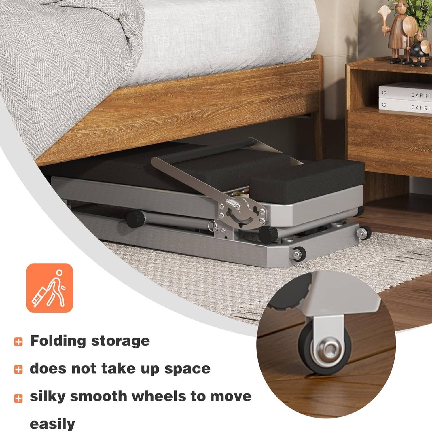CAPRI CAPRI  
+ Folding storage  
+ Does not take up space  
+ Silky smooth wheels to move easily