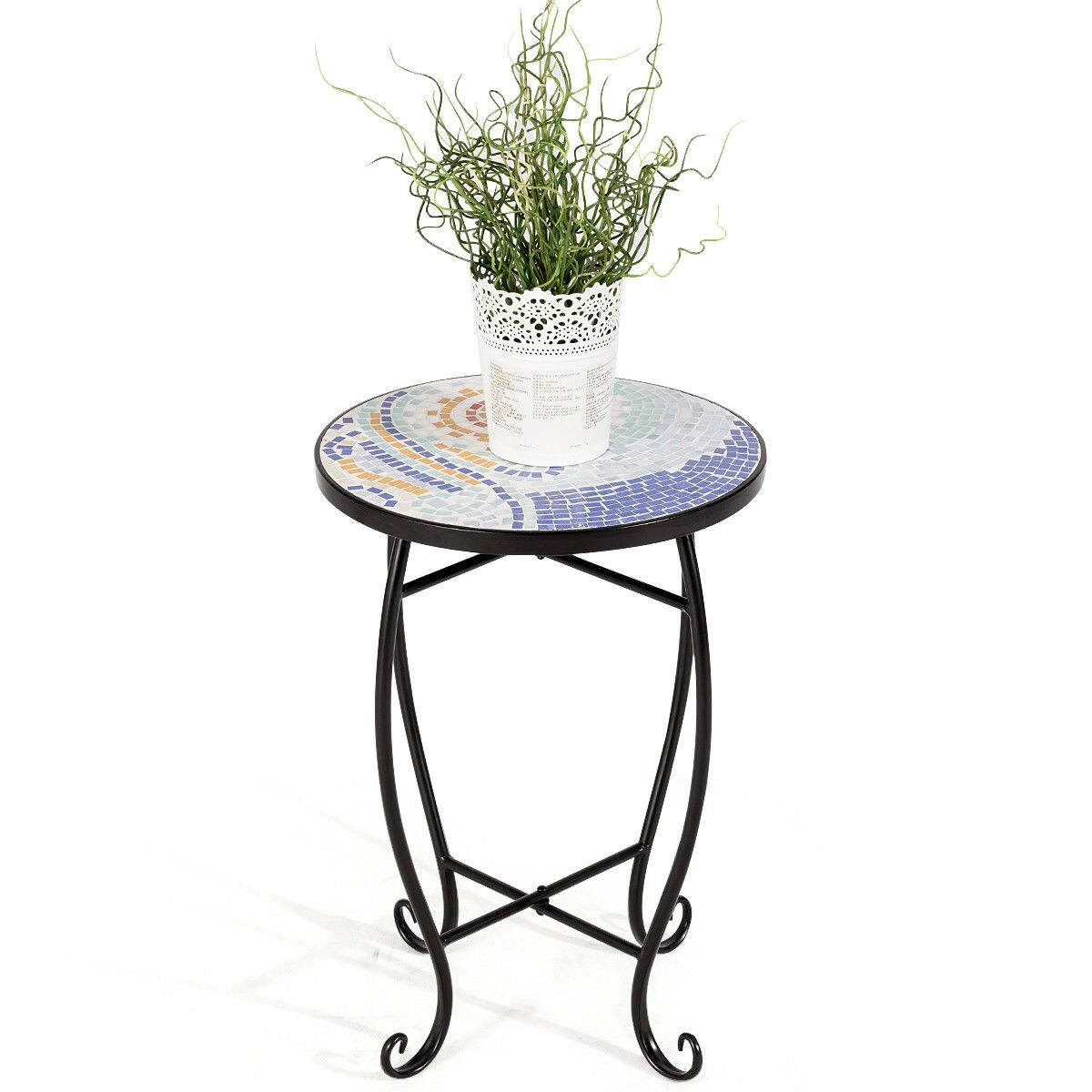 Alt View 5. Costway - Outdoor Indoor Accent Table Plant Stand Scheme Garden Steel Ocean - multicolor.