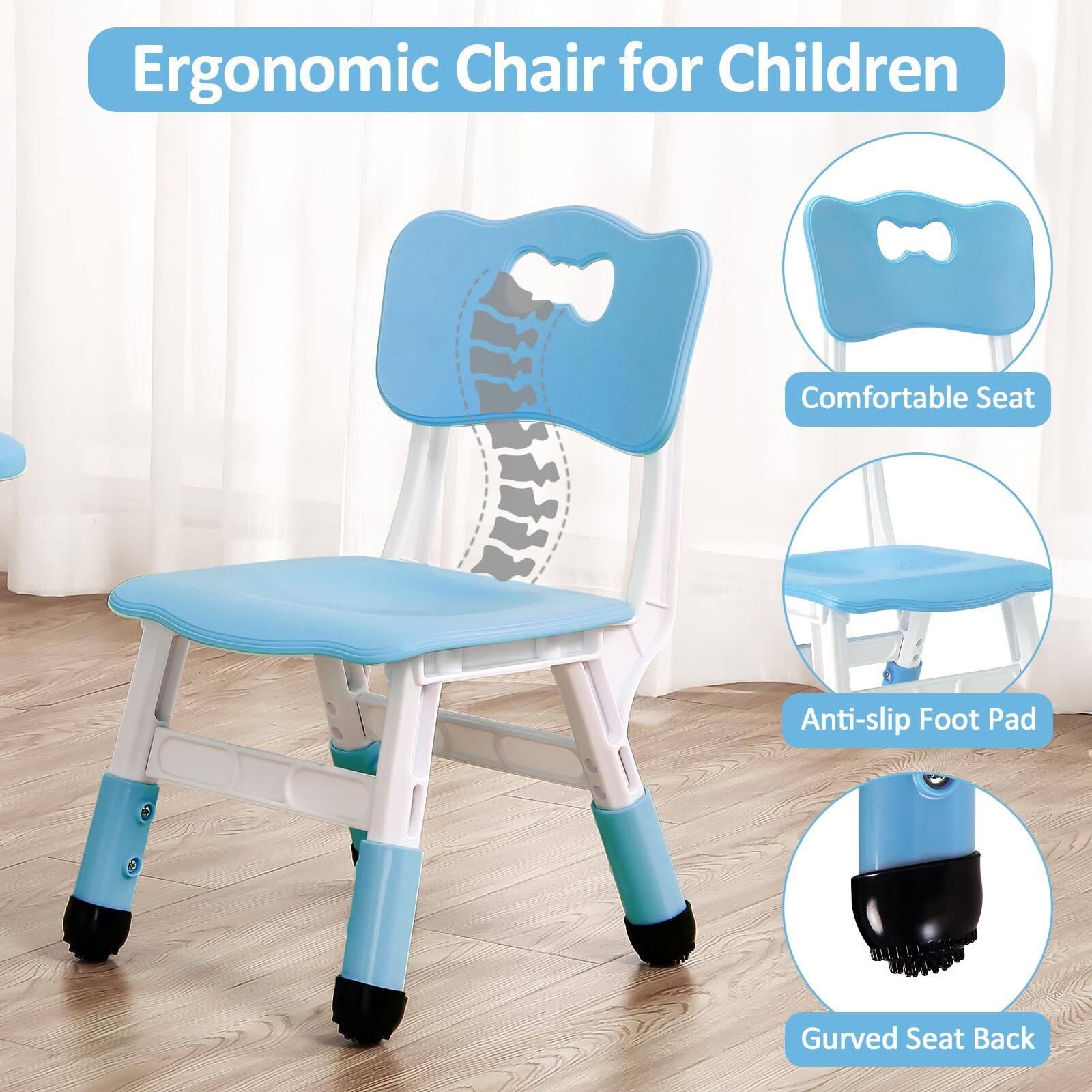 Ergonomic Chair for Children

- Comfortable Seat
- Anti-slip Foot Pad
- Curved Seat Back