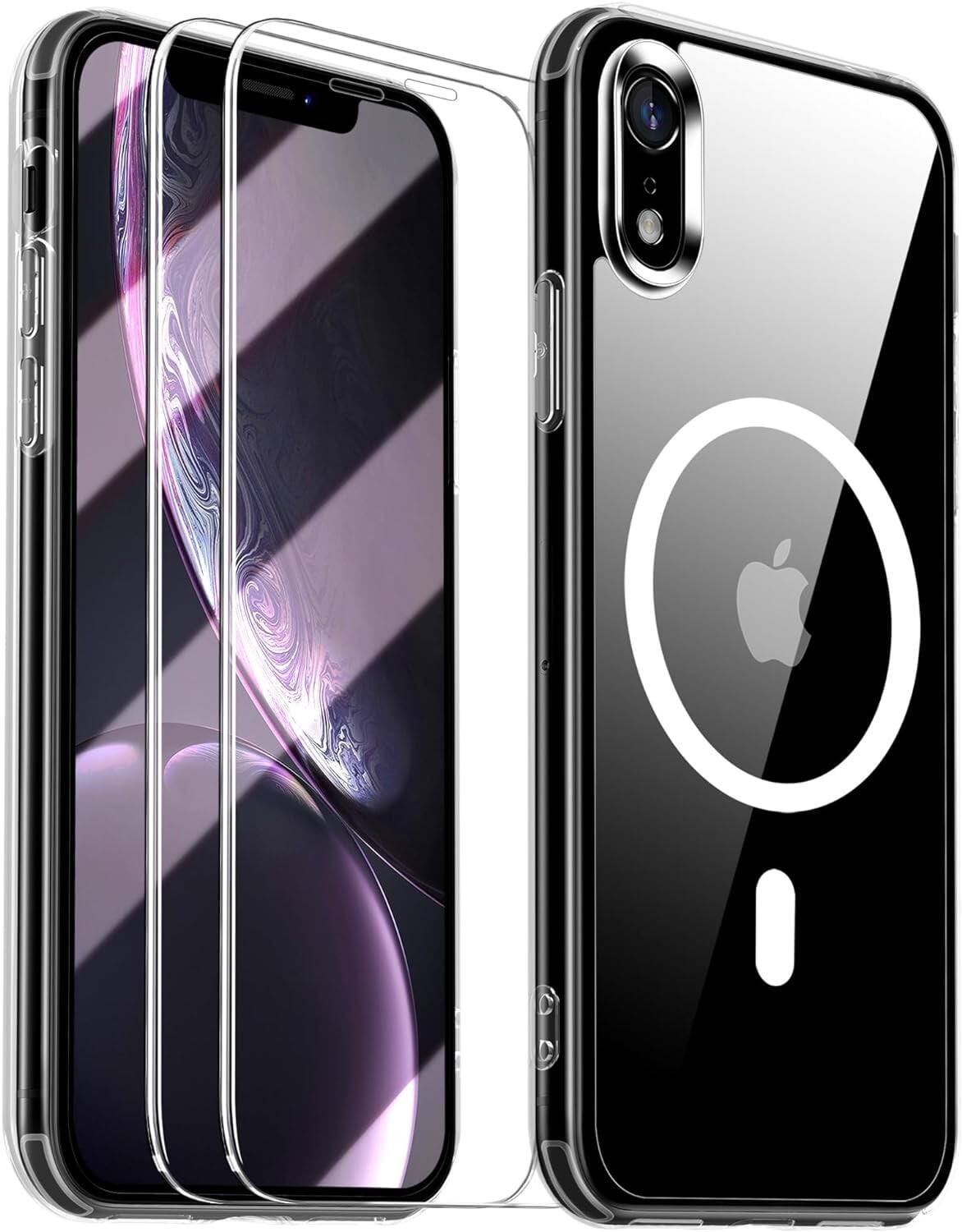 Front. Entronix - Entronix iPhone XR Bundle - Magnetic Clear Case with 2 Screen Protectors - Clear.
