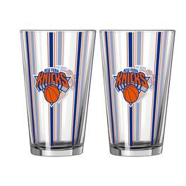 Logo Brands - New York Knicks Two-Piece 16oz. Striped Pint Glass Set - Multicolor