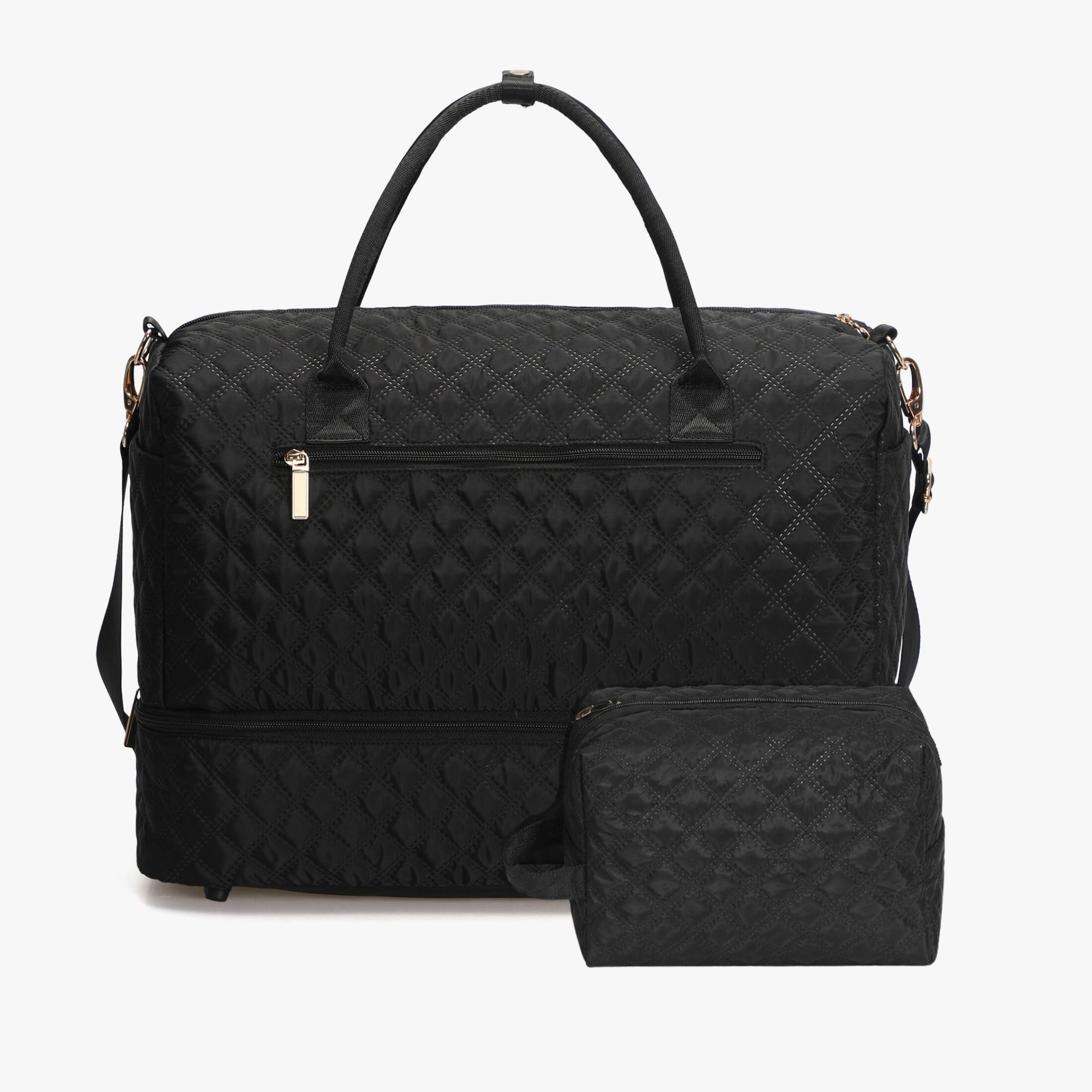 Front. Hynes Eagle - Quilted Carryall Weekender Bag – Hynes Eagle - Black.