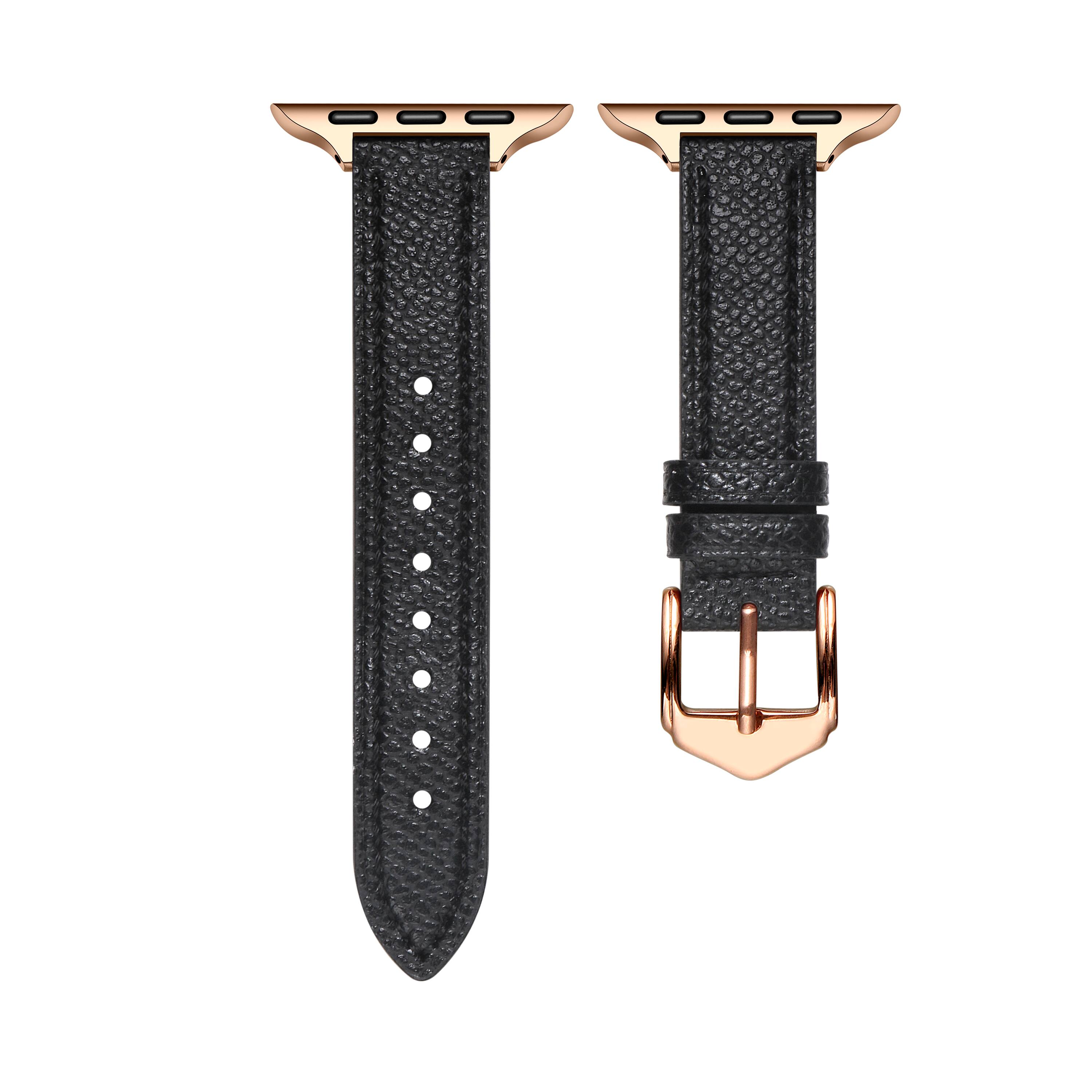 Left. Posh Tech - Cleo Skinny Leather Band for Apple Watch - Black.