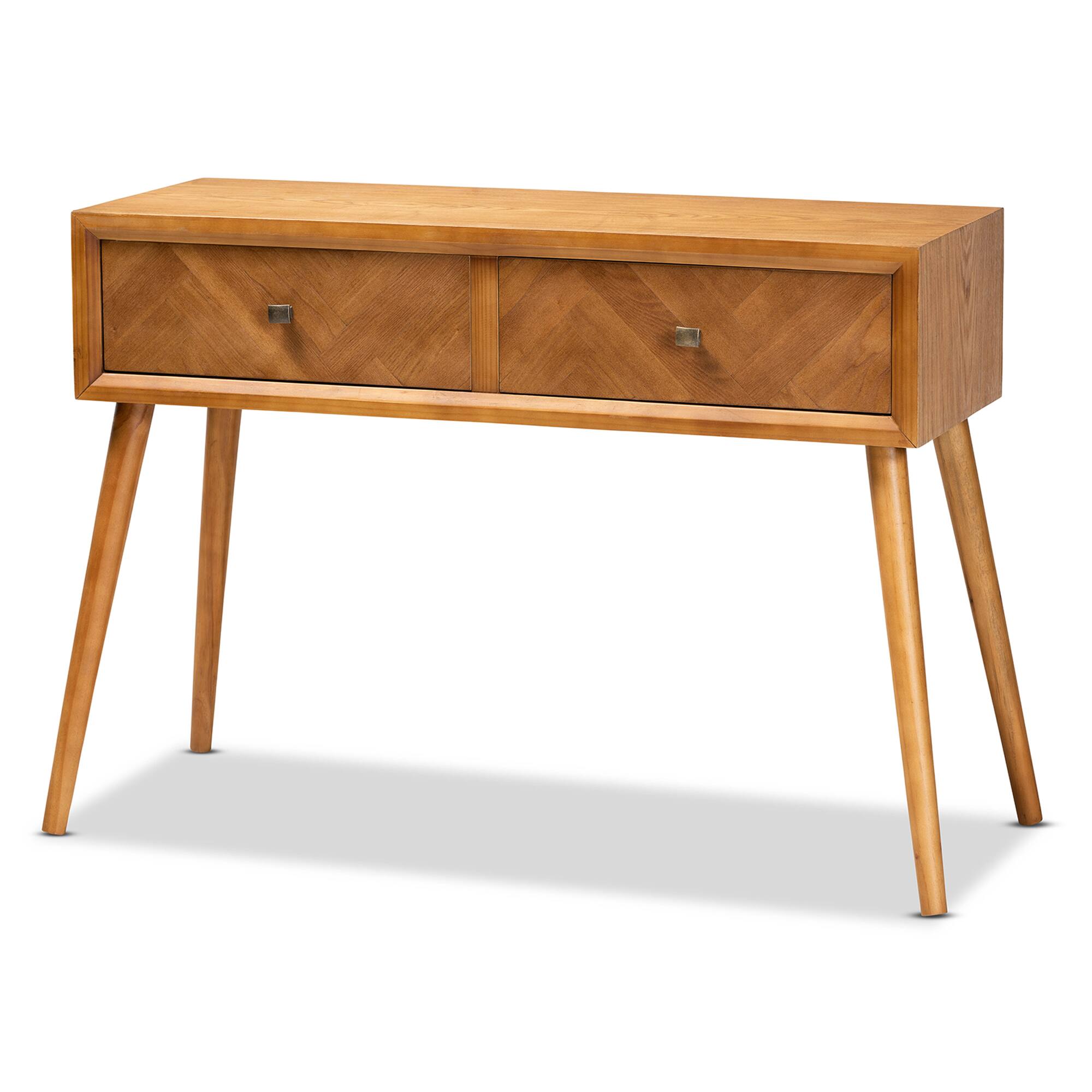 Baxton Studio - Mae Mid-Century Modern Finished Wood 2-Drawer Console Table - Brown