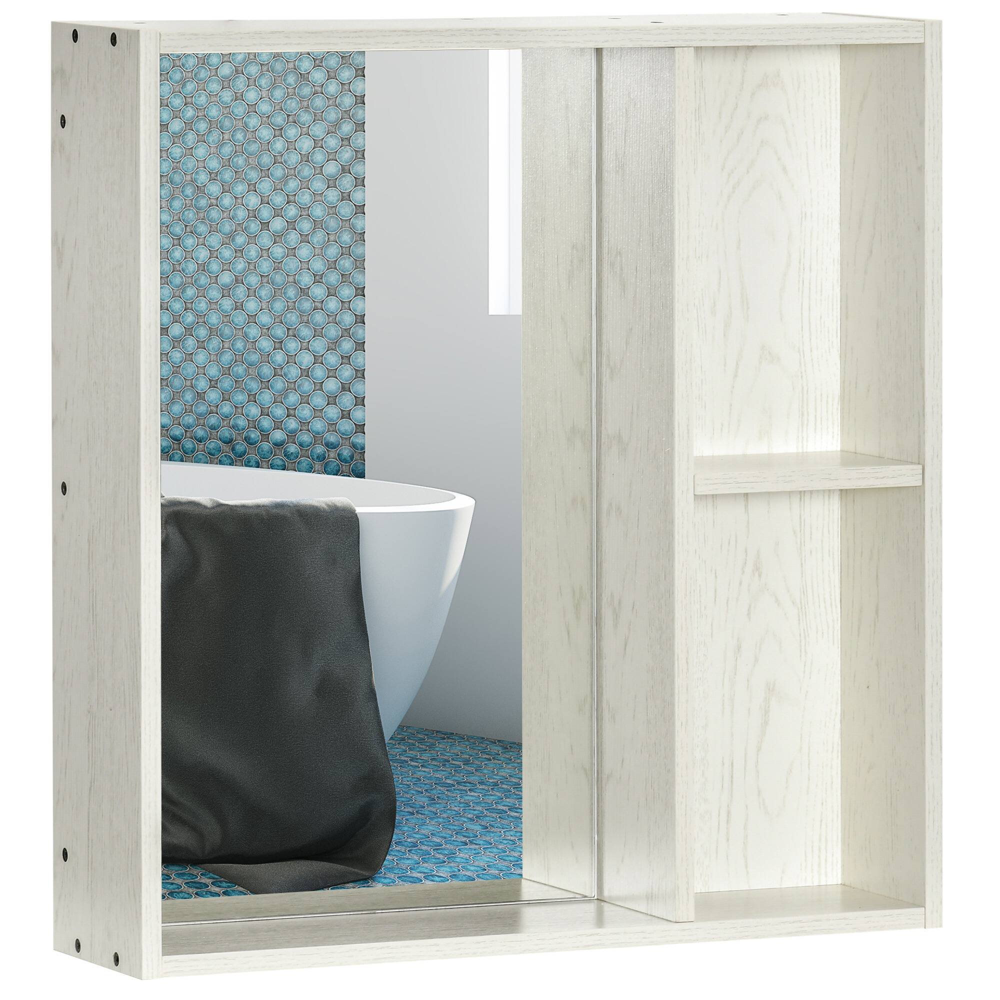 Front. Homcom - Freestanding Bathroom Storage Cabinet, Floor Cabinet with 2 Drawers, Adjustable Shelf, for Bathroom - White.
