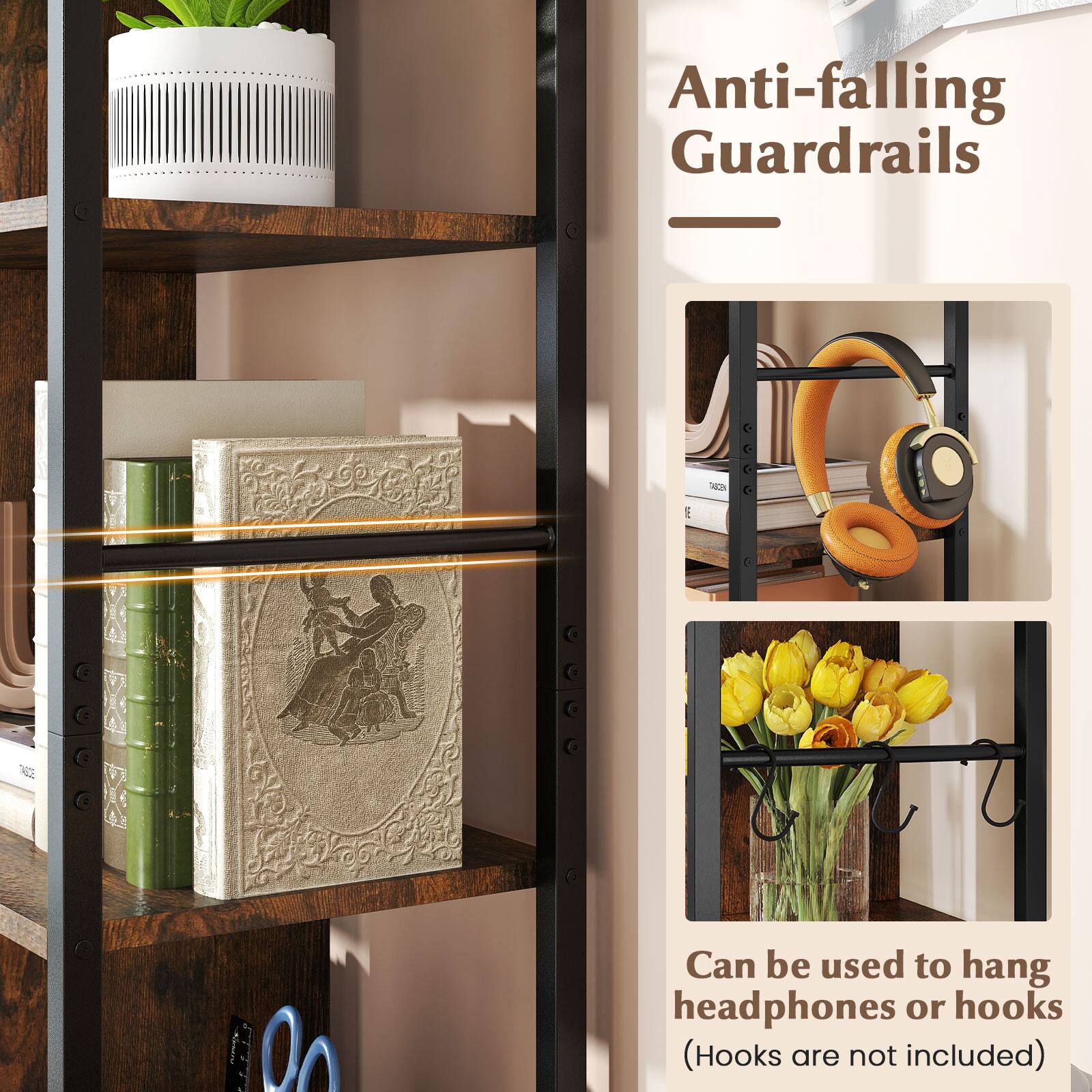 Anti-falling Guardrails

Can be used to hang headphones or hooks (Hooks are not included)