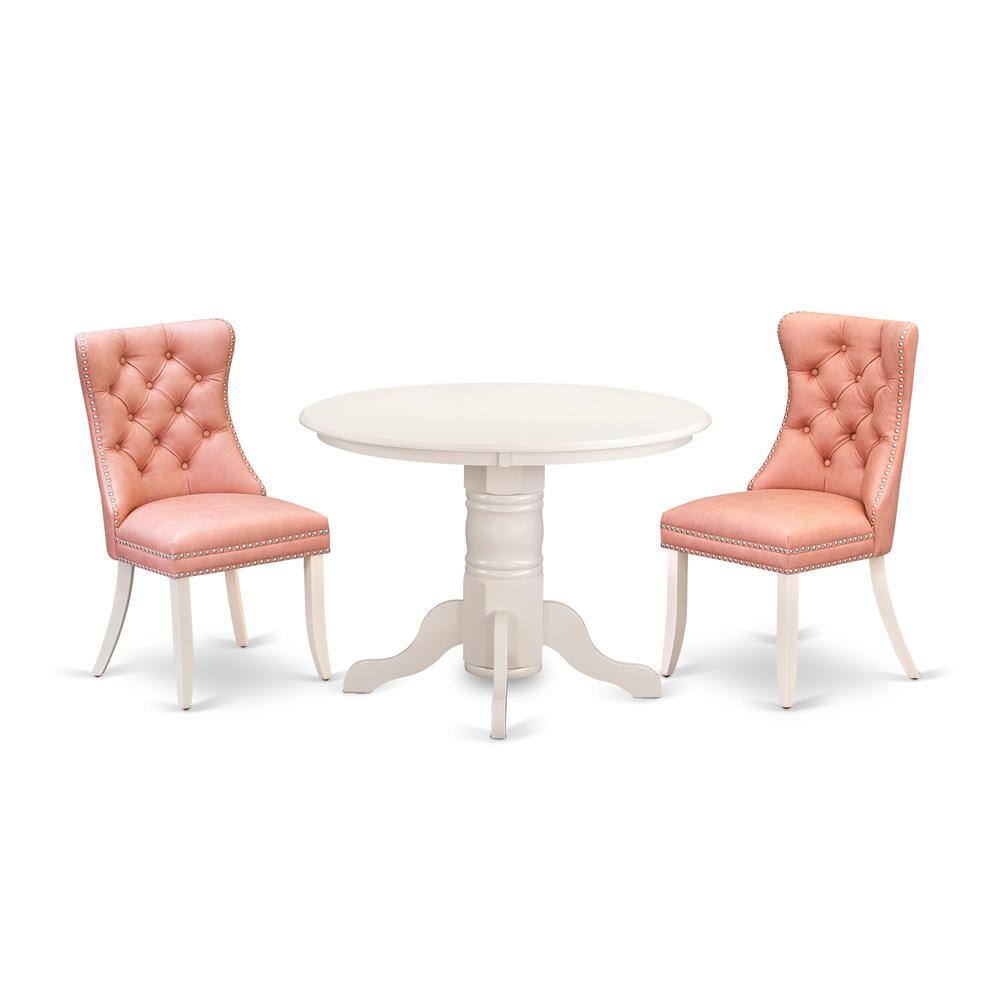 Angle. East West Furniture - East West Furniture SHDA3-WHI-23 3 Piece Dining Room Set Consists of a Round Dining Table with Pedestal and 2 - White.