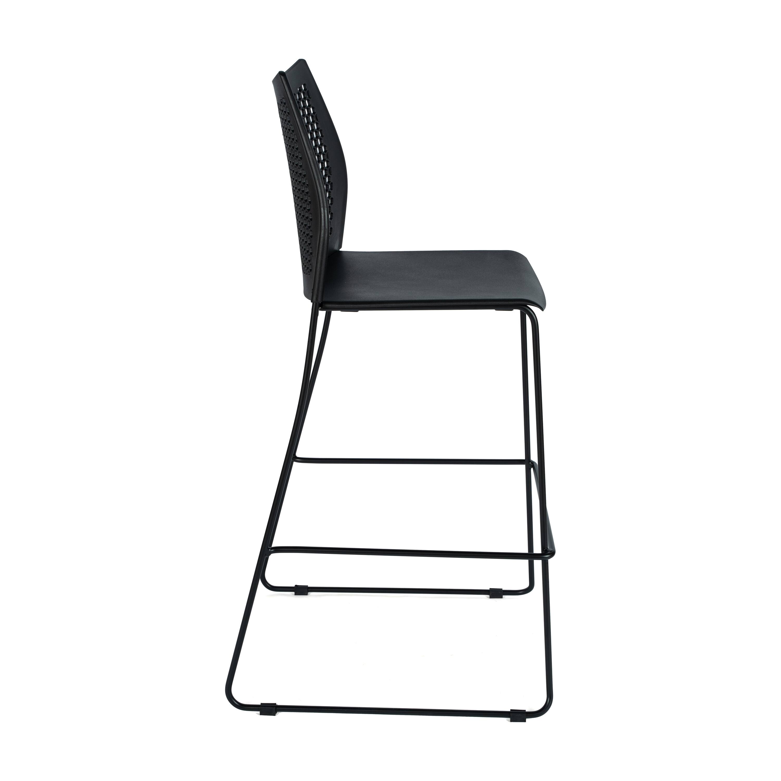 Left. Flash Furniture - HERCULES Stack Bar Stool with Air-Vent Back and Powder Coated Sled Base - Black.