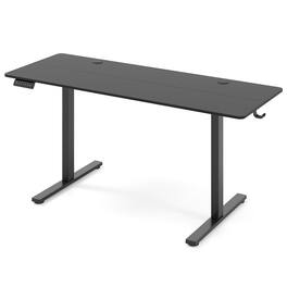 Pefilos - Electric Standing Desk - Quiet Motor Anti-Collision Design, 3 Memory Heights 2 Hanging Hooks, Cable Holes - Black