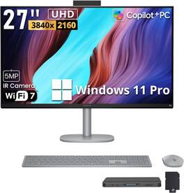 HP - Upgraded - OmniStudio X 27" 4K UHD All-in-One Desktop,Intel Ultra 7 256V,16GB RAM,1TB SSD+1TB Dock Set,Win 11 Pro - Silver