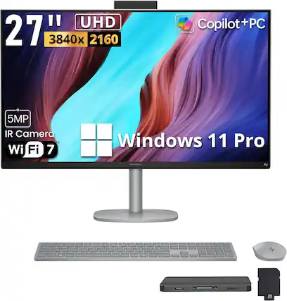 27" UHD 3840x2160 Copilot+PC 5MP IR Camera Wi-Fi 7 Windows 11 Pro OmniStudio