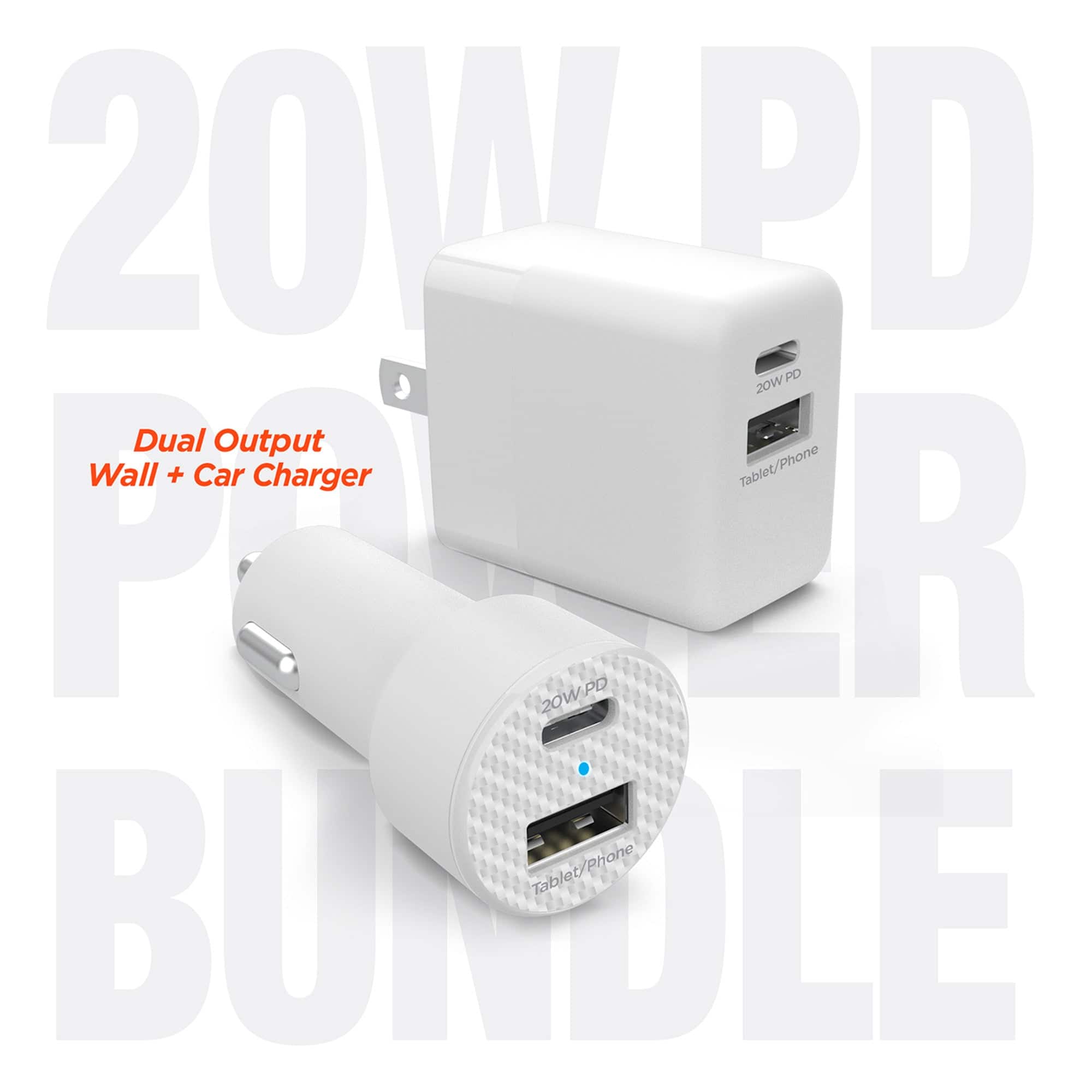 iBasics - 20W USB-C PD Wall & Car Charger Bundle, Fast Travel Charging Kit - Black