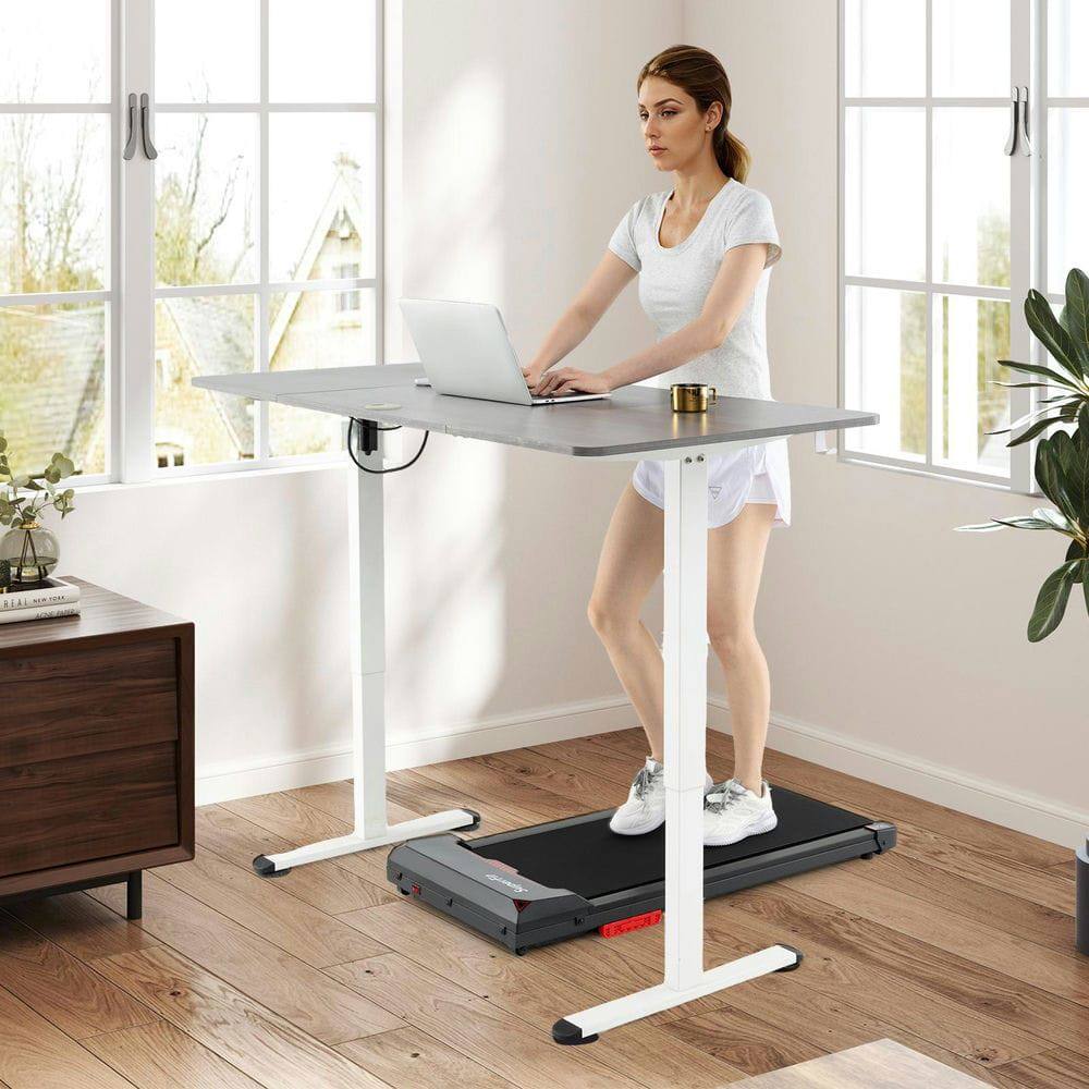 Alt View 4. Resenkos - Resenkos Under Desk Walking Pad Treadmill 2.5 HP with Remote & LED Screen - Black - Black.