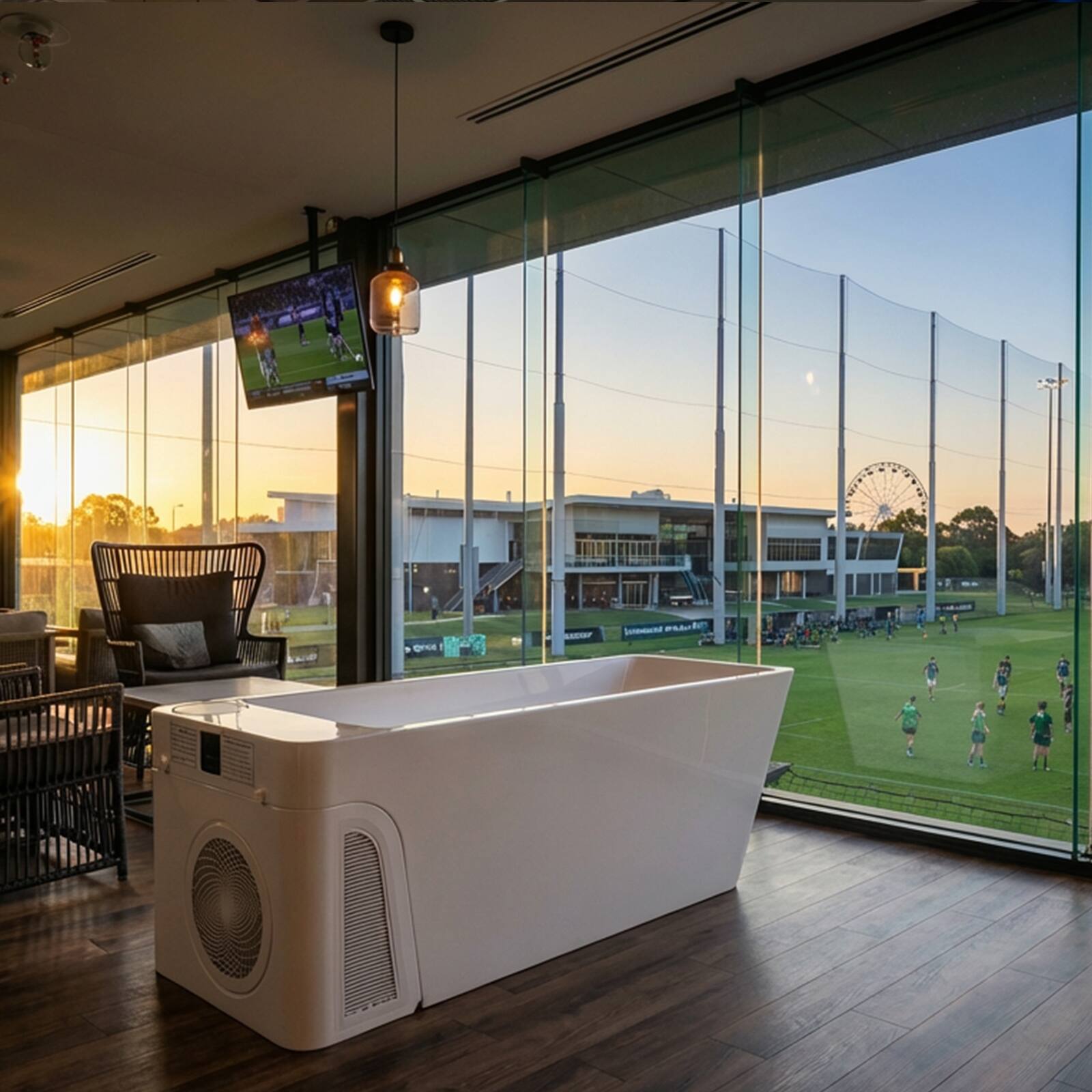 Alt View 8. Empava - All-in-one 77 in. x 31.5 in. Cold Plunge Bathtub 2 Jets Ice Bath Tub W/ Insulation Lid - Chiller - Heater in White - White.