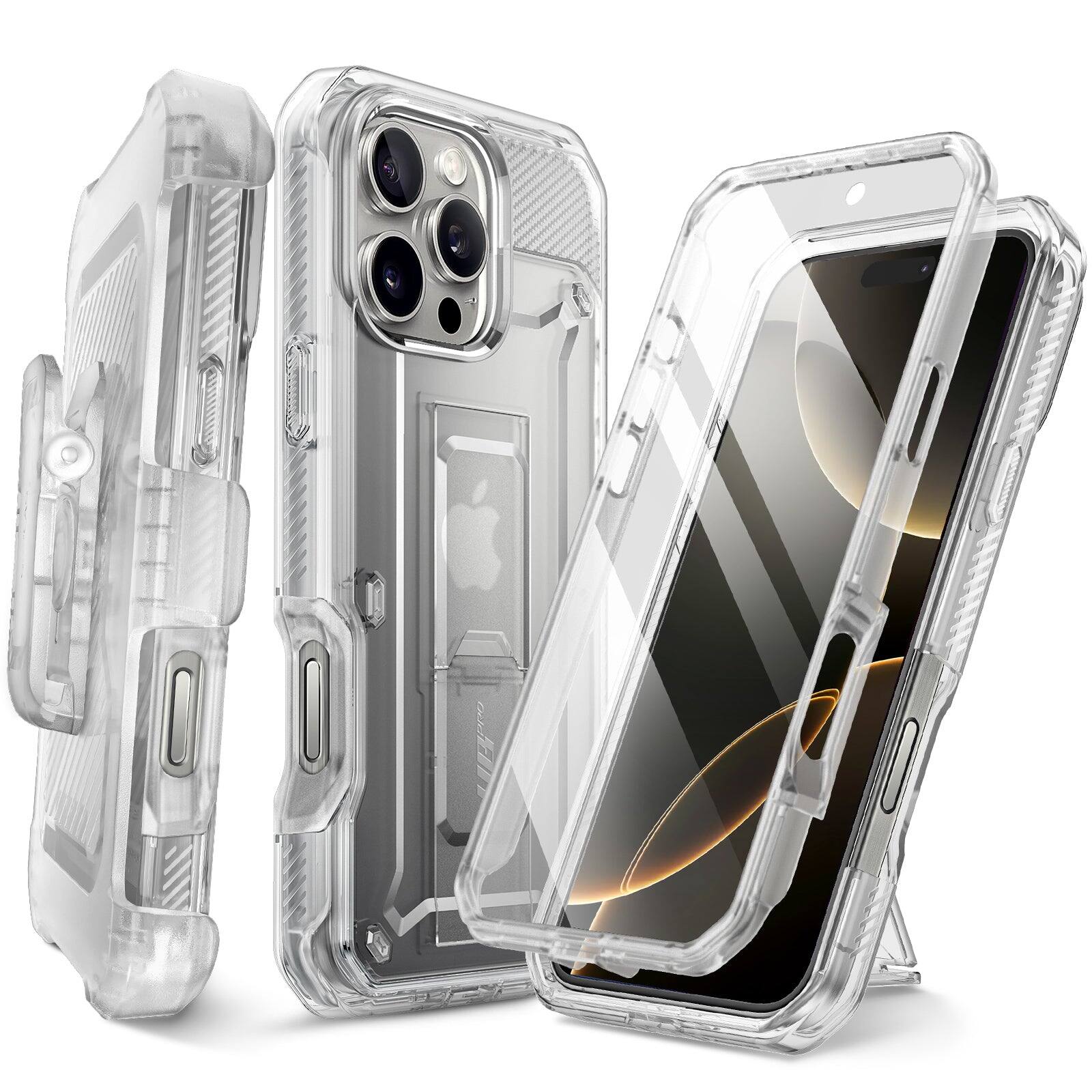 Angle. SUPCASE - iPhone 16 Pro Max 6.9 inch Unicorn Beetle PRO Rugged Case - Clear.