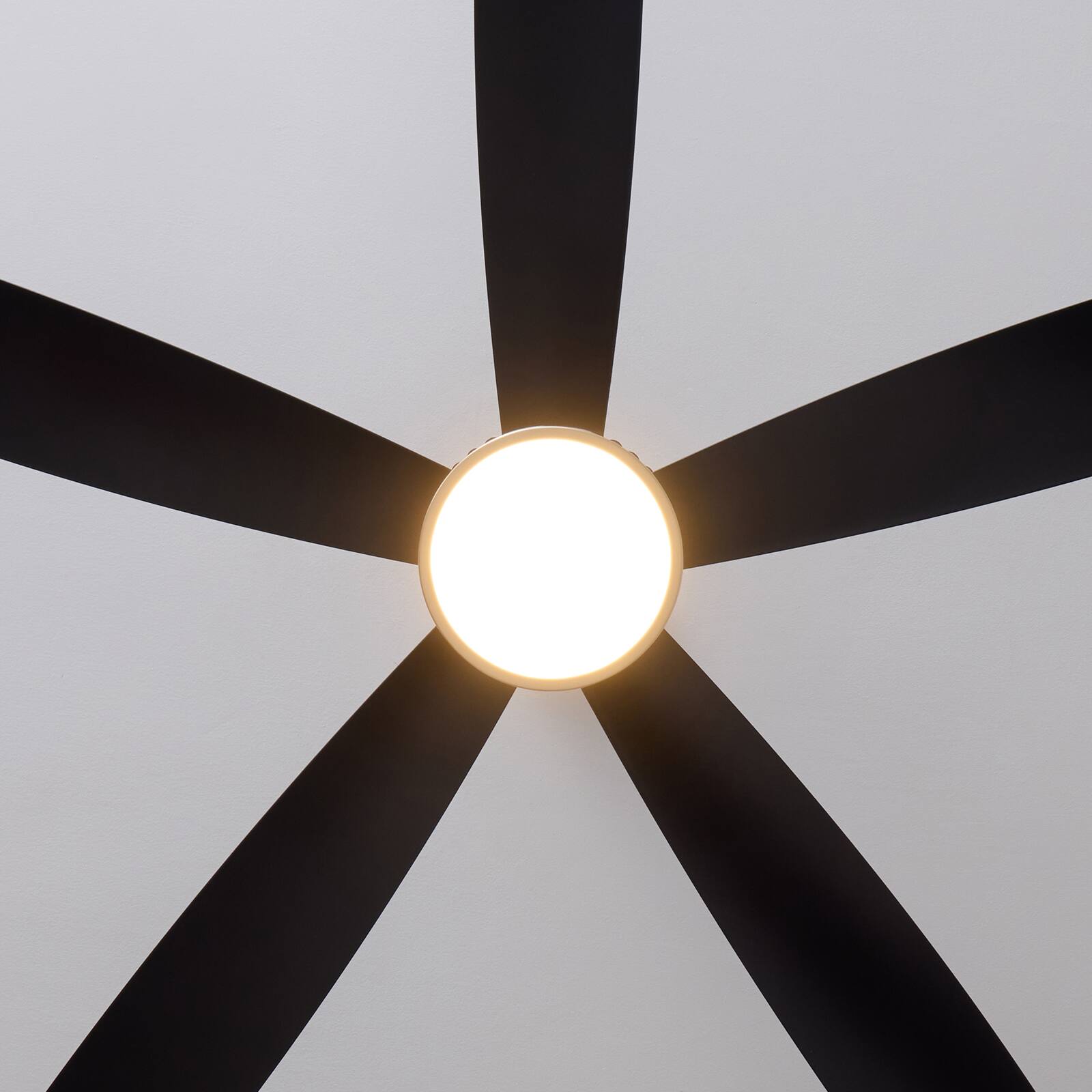Alt View 7. Siljoy - 52" Modern Black Ceiling Fan with Light, 5-Blade DC Fan with Remote/App - BLACK.