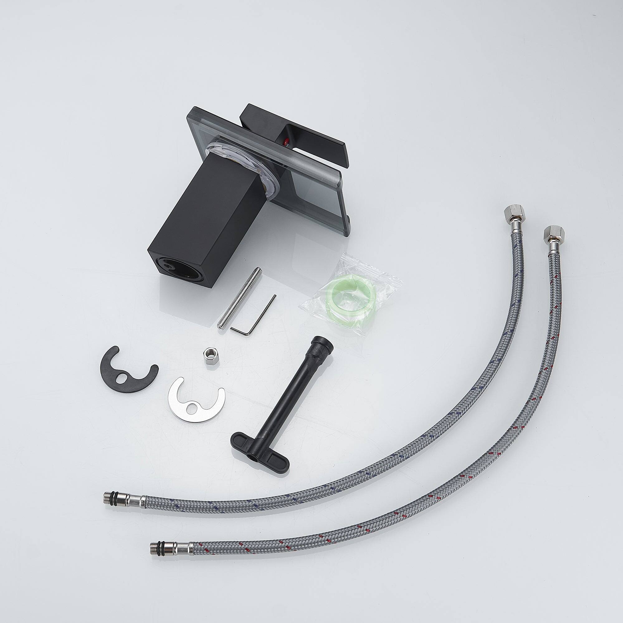 Alt View 2. Boyel Living - Brass Single Handle Single Hole Bathroom Faucet Matte Black with LED Temperature Sensor and Supply Hoses Easy Install - Matte Black.