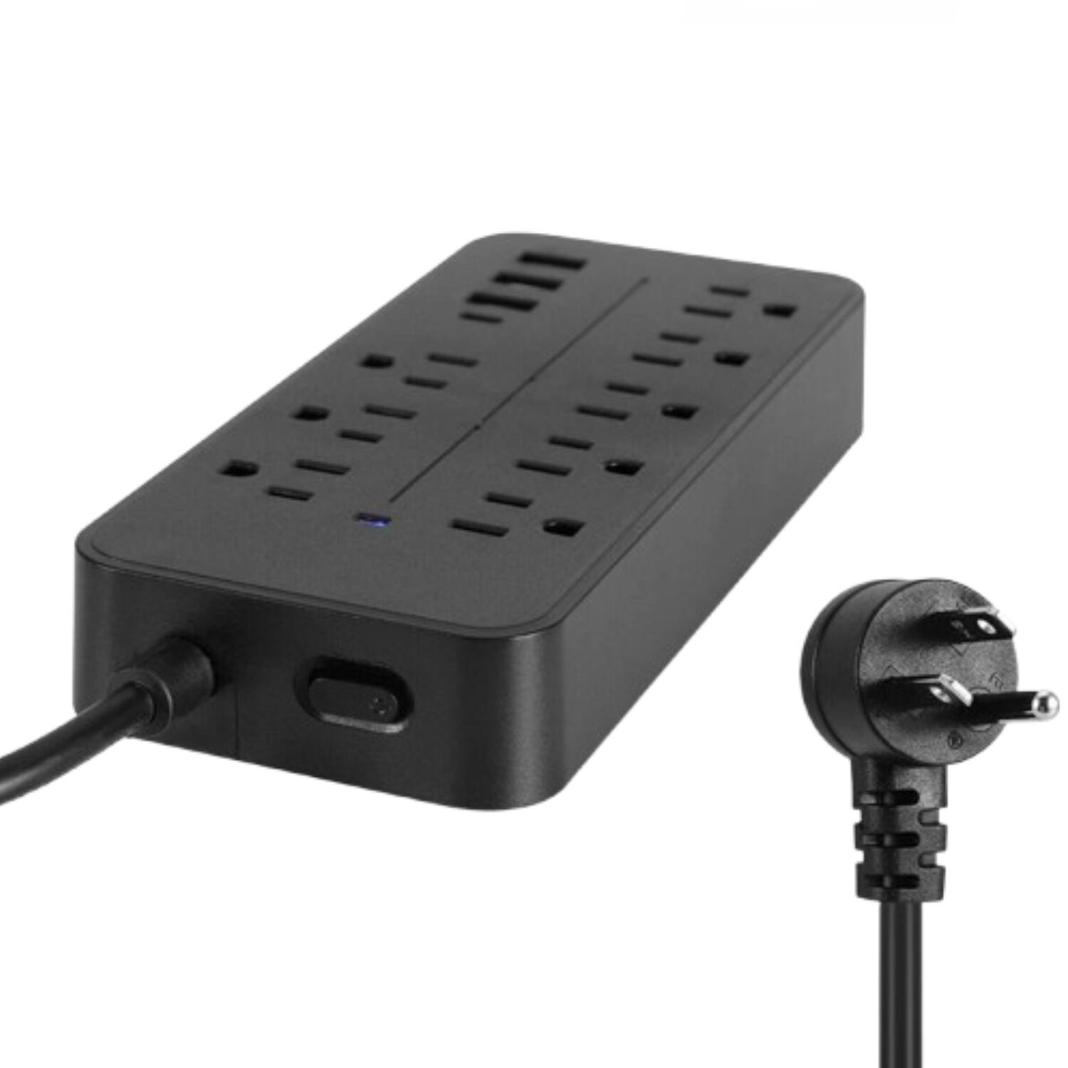 Angle. Stock Preferred - Multi 8-Outlet Surge Protector Power Strip with 4 USB Ports Black - Black.