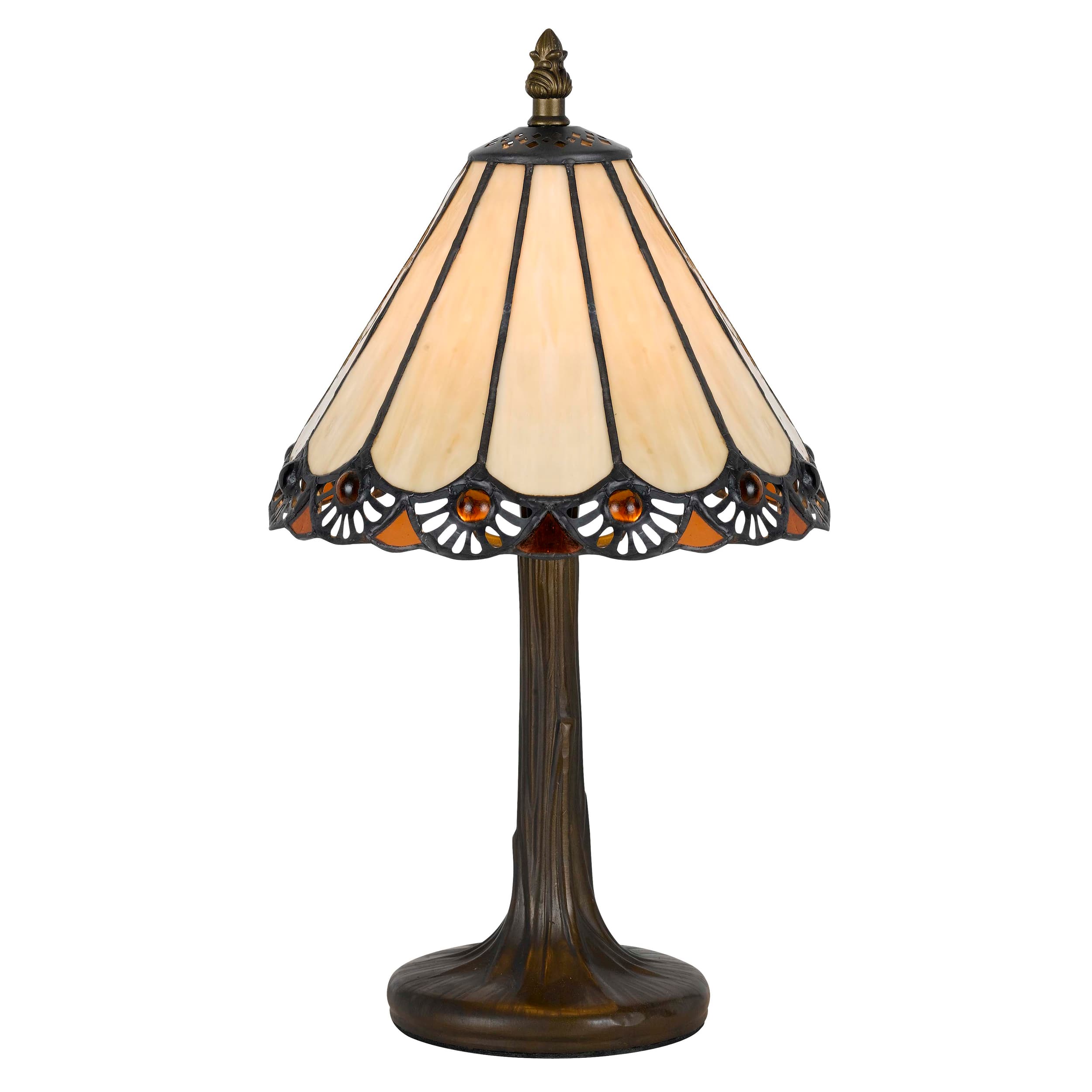 Manhattan Lane - Tree Like Metal Body Tiffany Table lamp with Conical Shade - Bronze and Beige