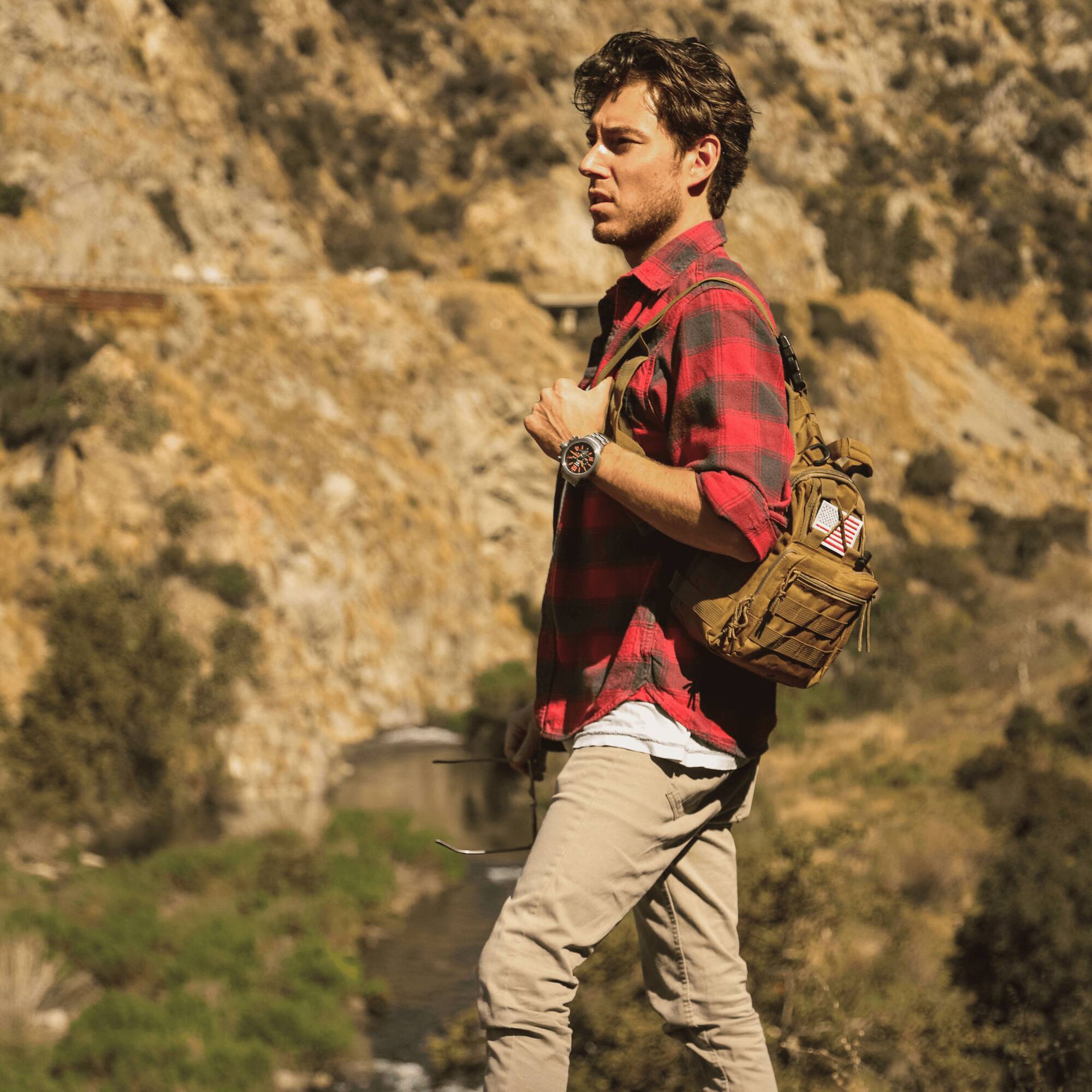 Alt View 5. JupiterGear - Tactical Military Sling Backpack Shoulder Bag Molle Outdoor Daypack Backpack with Adjustable Strap - Khaki.