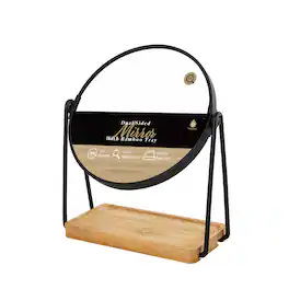 Pursonic - Dual Side Mirror With Bamboo Tray - Black
