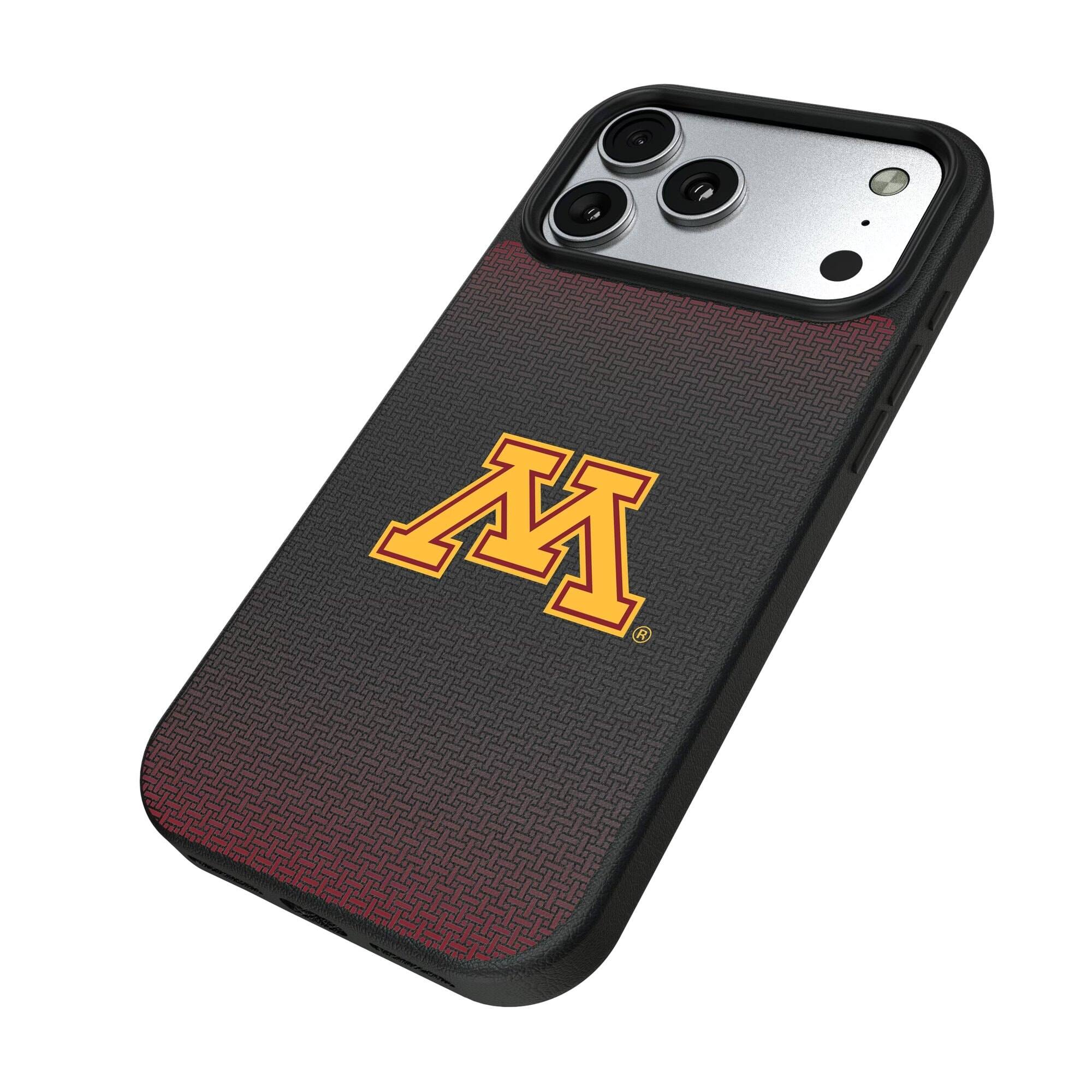 Alt View 1. Keyscaper - Minnesota Golden Gophers Linen Logo iPhone Magnetic Bump Case - 15 Pro - Black.