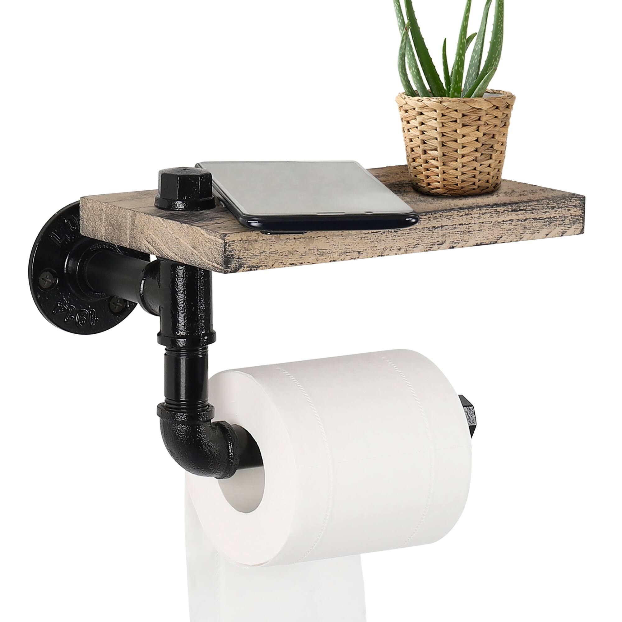 Oumilen Industrial Pipe Single Paper Towel Holder with Rustic Brown ...