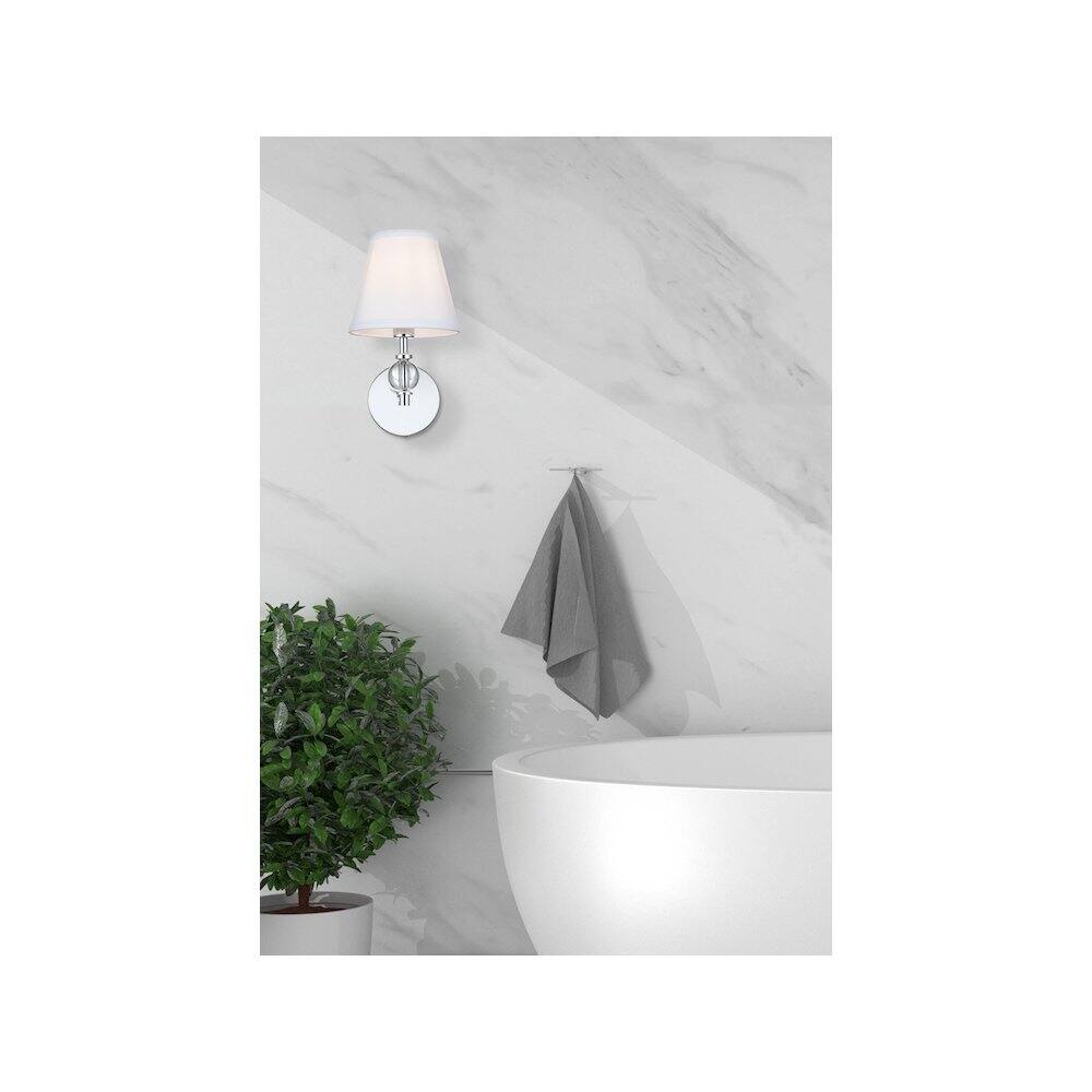 Alt View 3. Living District - Bethany 7 inch Wall Sconce in Chrome - Chrome And White.
