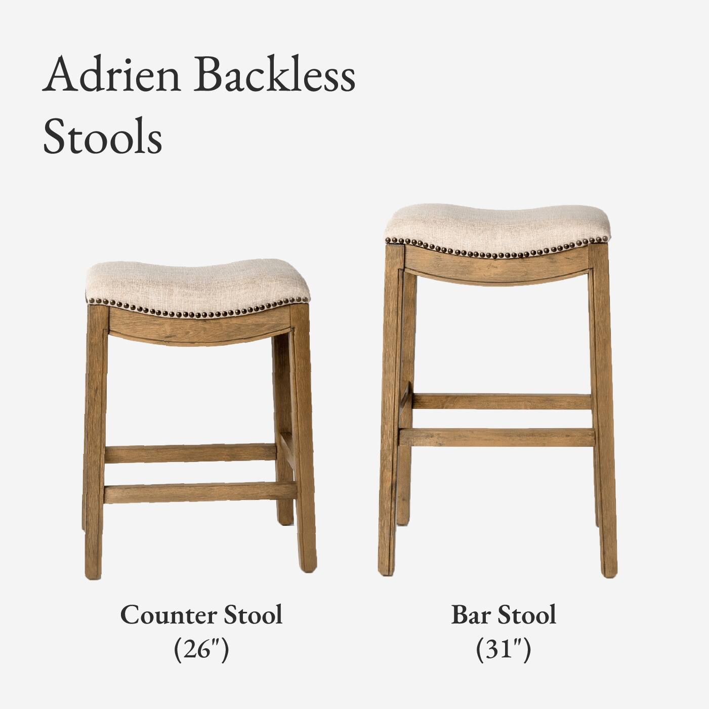 Adrien Backless Stools: Counter Stool (26"), Bar Stool (31")