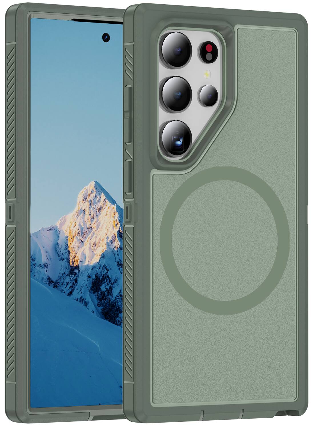 Front. Nakedcellphone - Tough Case for Samsung Galaxy S25 Ultra 5G Phone - Dual Layer, Anti-Fingerprint, Compatible with MagSafe - Green.
