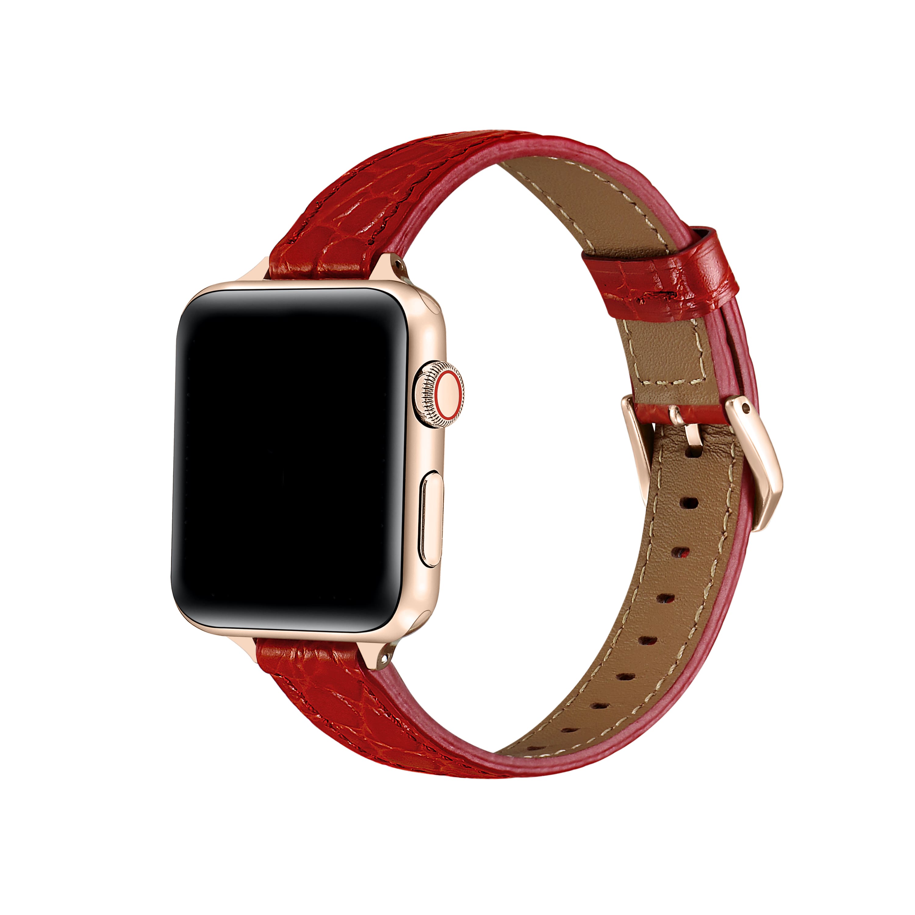 Posh Tech - Cleo Skinny Croc Leather Band for Apple Watch - Red