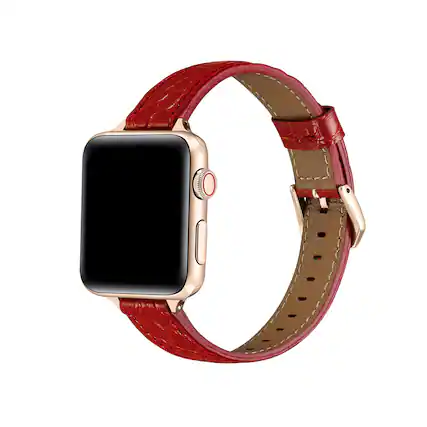 Front. Posh Tech - Cleo Skinny Croc Leather Band for Apple Watch - Red.