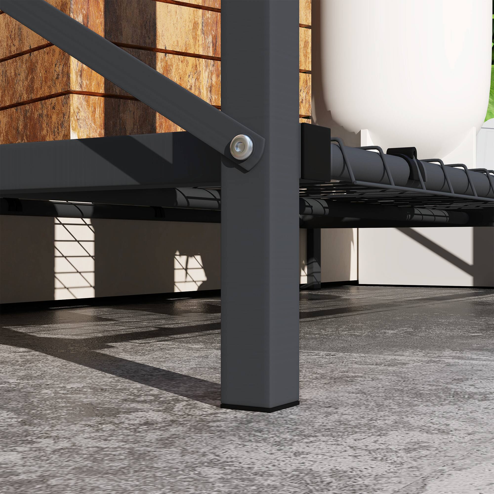 Alt View 7. Outsunny - Garden Bed with Legs and Cover, Metal Elevated Planter Box with Bottom Shelf and Liner for Vegetables - Dark Gray.