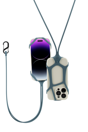 Front. Pulpo Leash - Pulpo Safety Cell Phone Lanyard Grey - Grey.