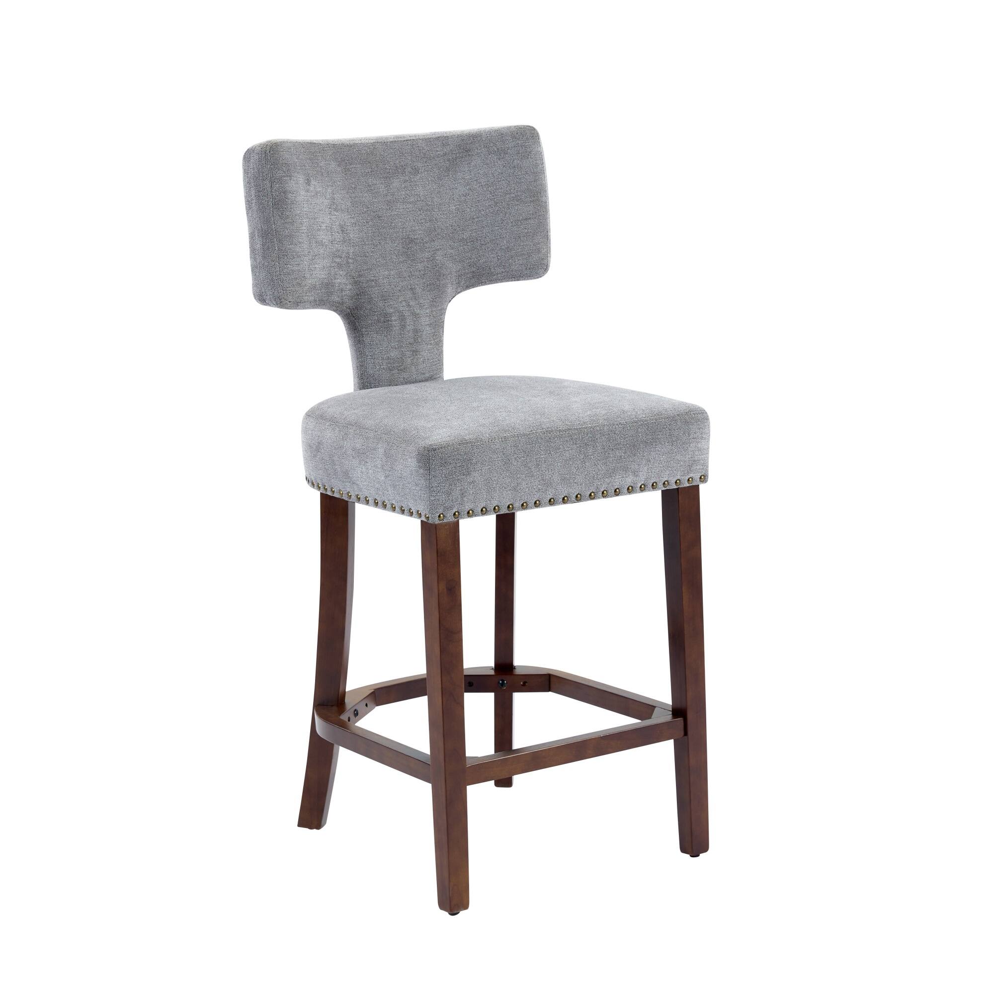 Left. APRILSOUL - Mid Century Modern Counter Height Bar Stools Set of 2 Farmhouse Linen Upholstered Accent Chair Gray - White.