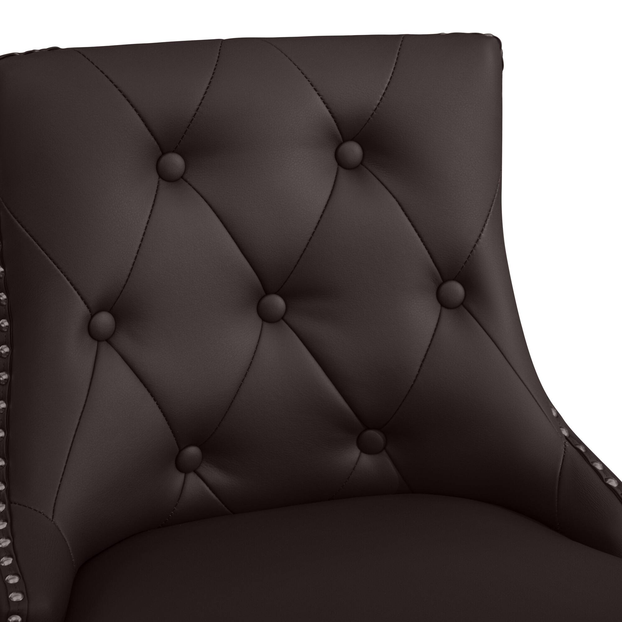 Angle. KERDOM - Swivel Bar Stools with Backs, 26" Counter Barstools Set of 2, PU Leather Upholstered Kitchen Island Chairs for Home Bar - Brown.